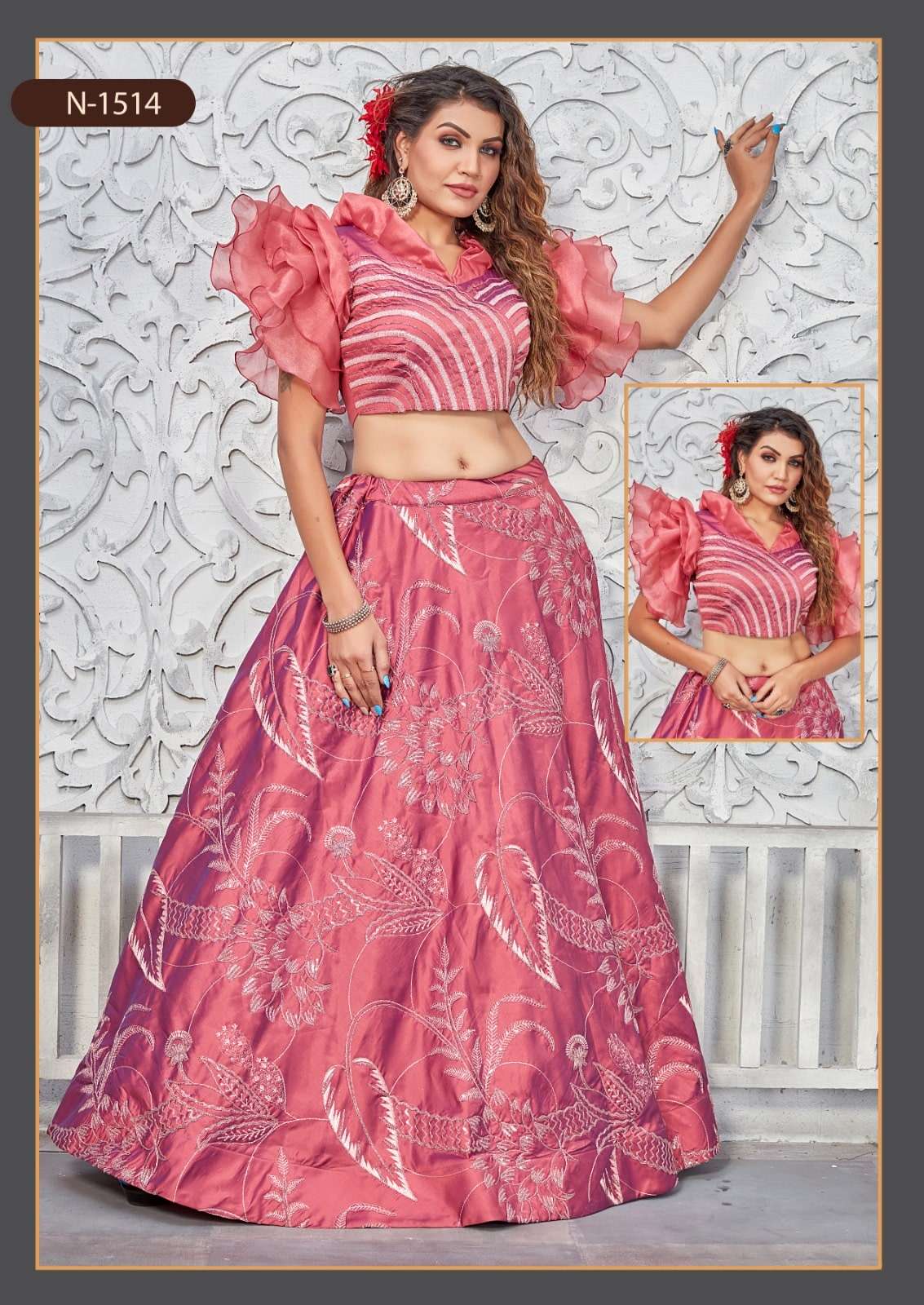 MAHOTSAV NIMAYA-NINA N1503 TO N1517 SERIES PURE NET EMBROIDERY LEHENGAS-00276