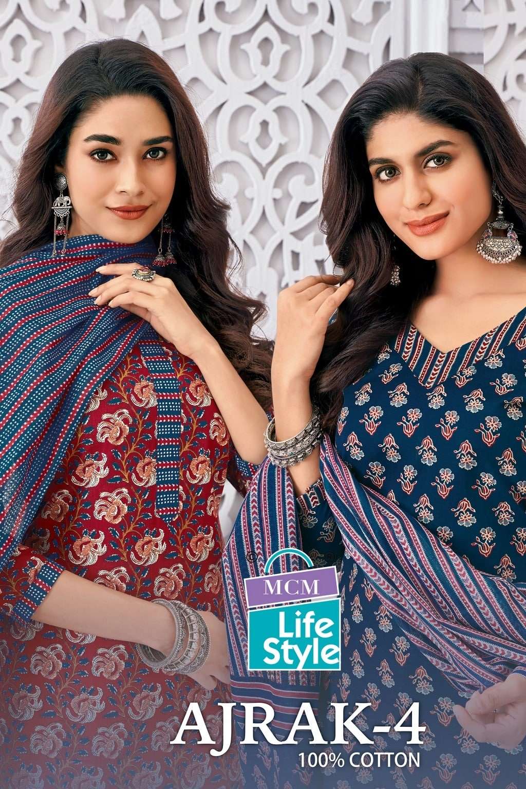 MCM LIFESTYLE AJRAK VOL-04 405 TO 414 SERIES PURE COTTON PRINTED DRESSES-00015