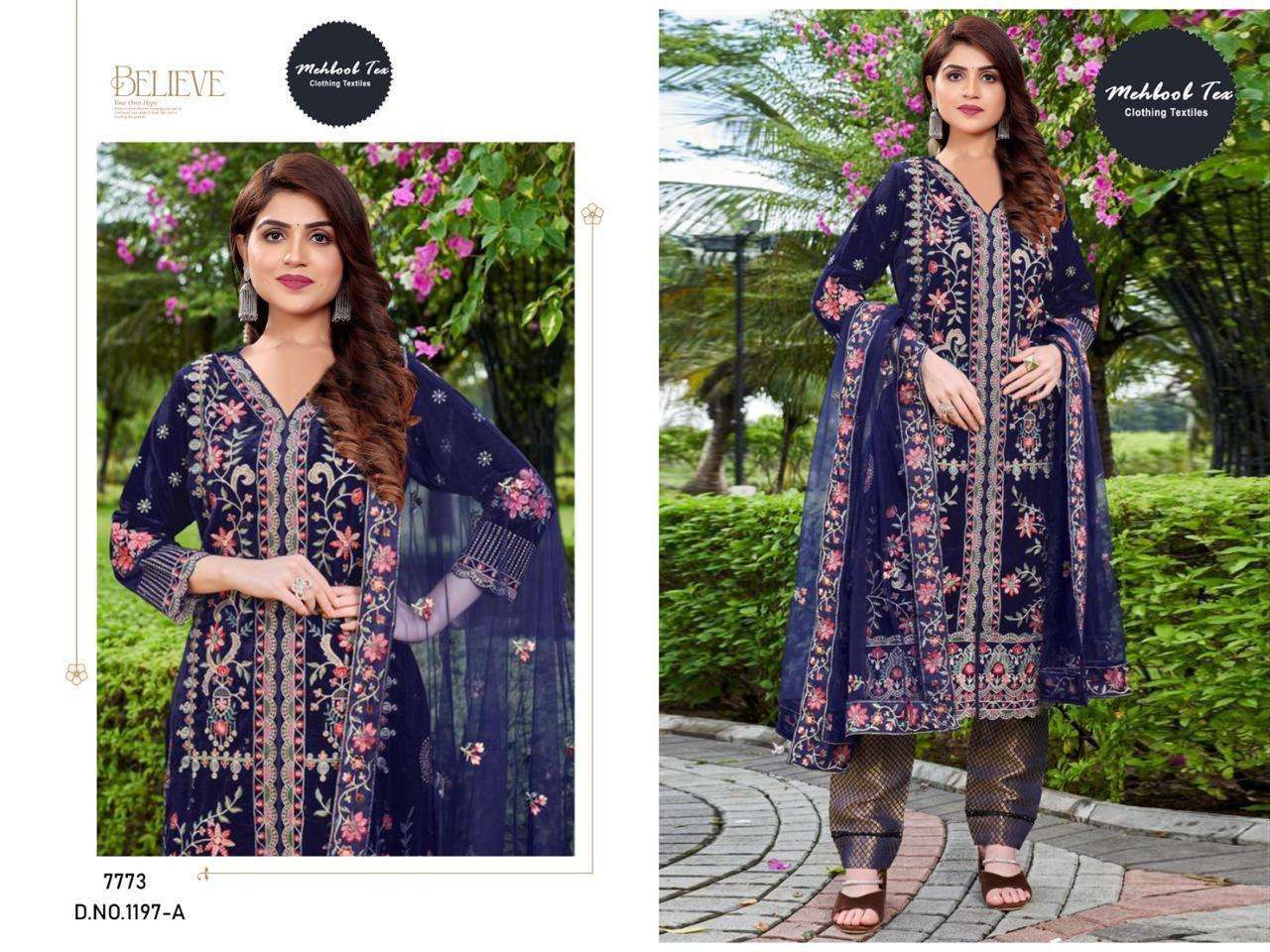 MEHBOOB TEX 1197 HIT COLOUR PURE VELVET EMBROIDERY DRESSES-00062