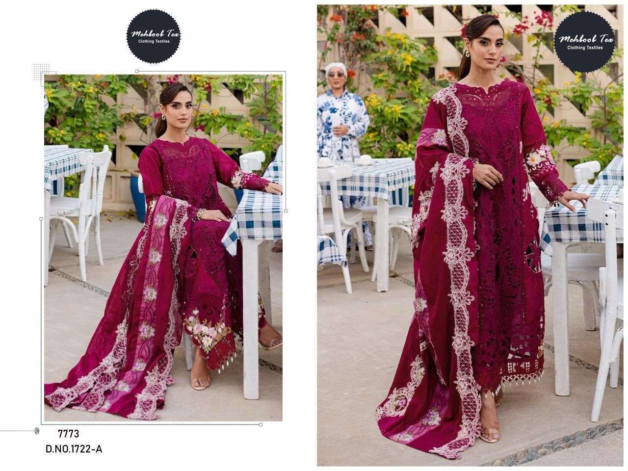 MEHBOOB TEX 1722 A OR B SERIES PURE COTTON EMBROIDERY PAKISTANI DRESSES-00071