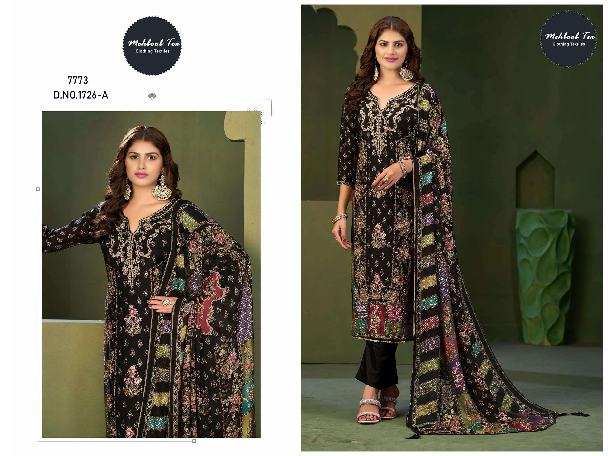 MEHBOOB TEX 1726 A TO D SERIES PURE VISCOSE MUSLIN PRINTED PAKISTANI DRESSES-00011