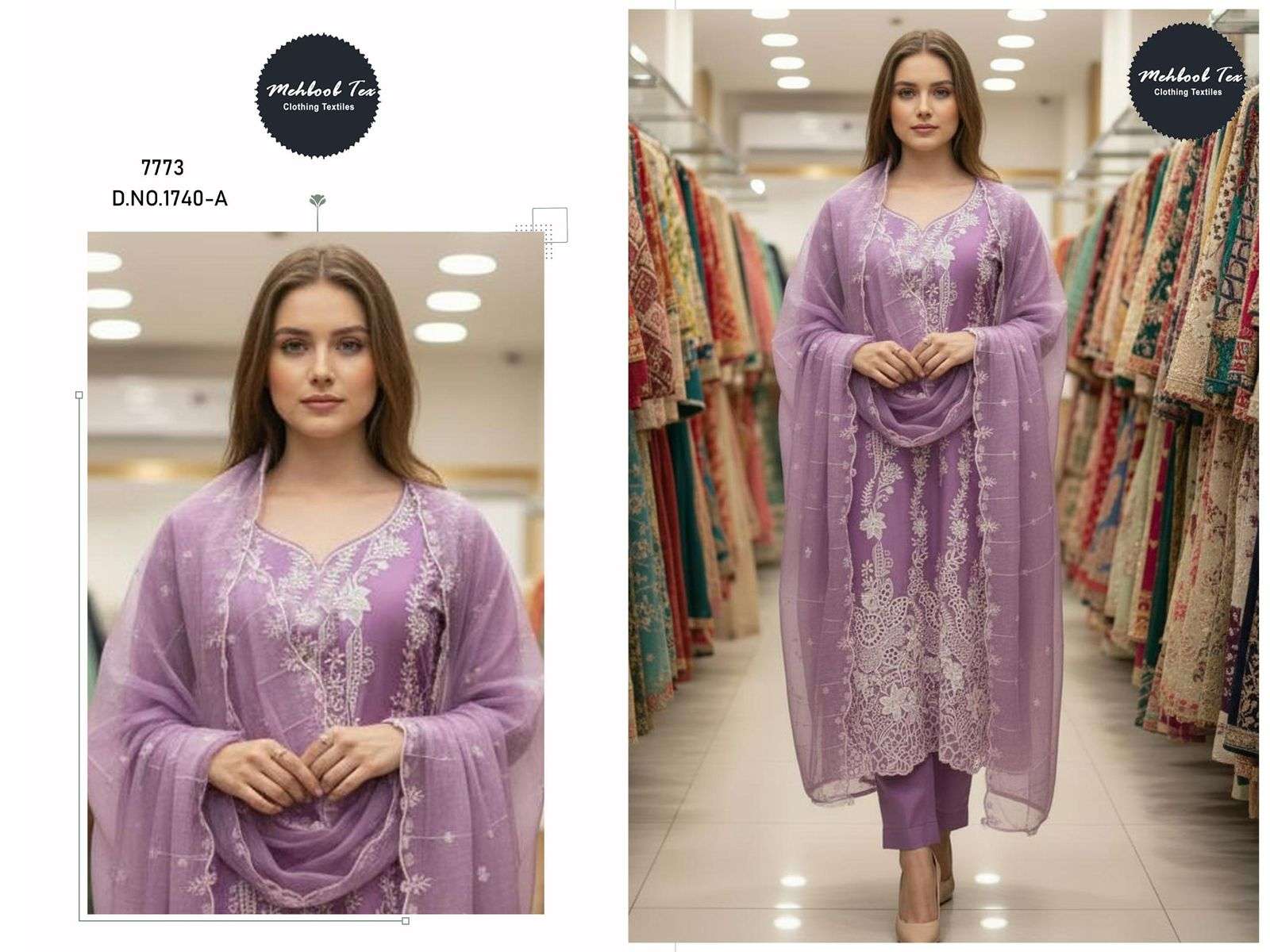 MEHBOOB TEX 1740 PURE COTTON EMBROIDERY PAKISTANI DRESSES-00071