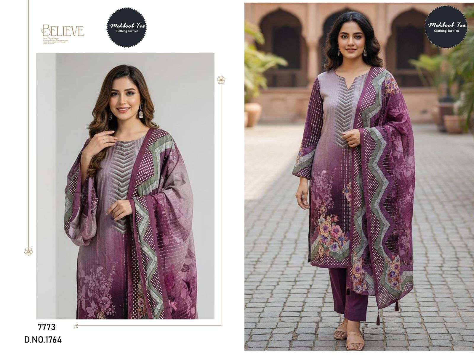 MEHBOOB TEX 1764 PURE VISCOSE MUSLIN PRINTED PAKISTANI DRESS-00071