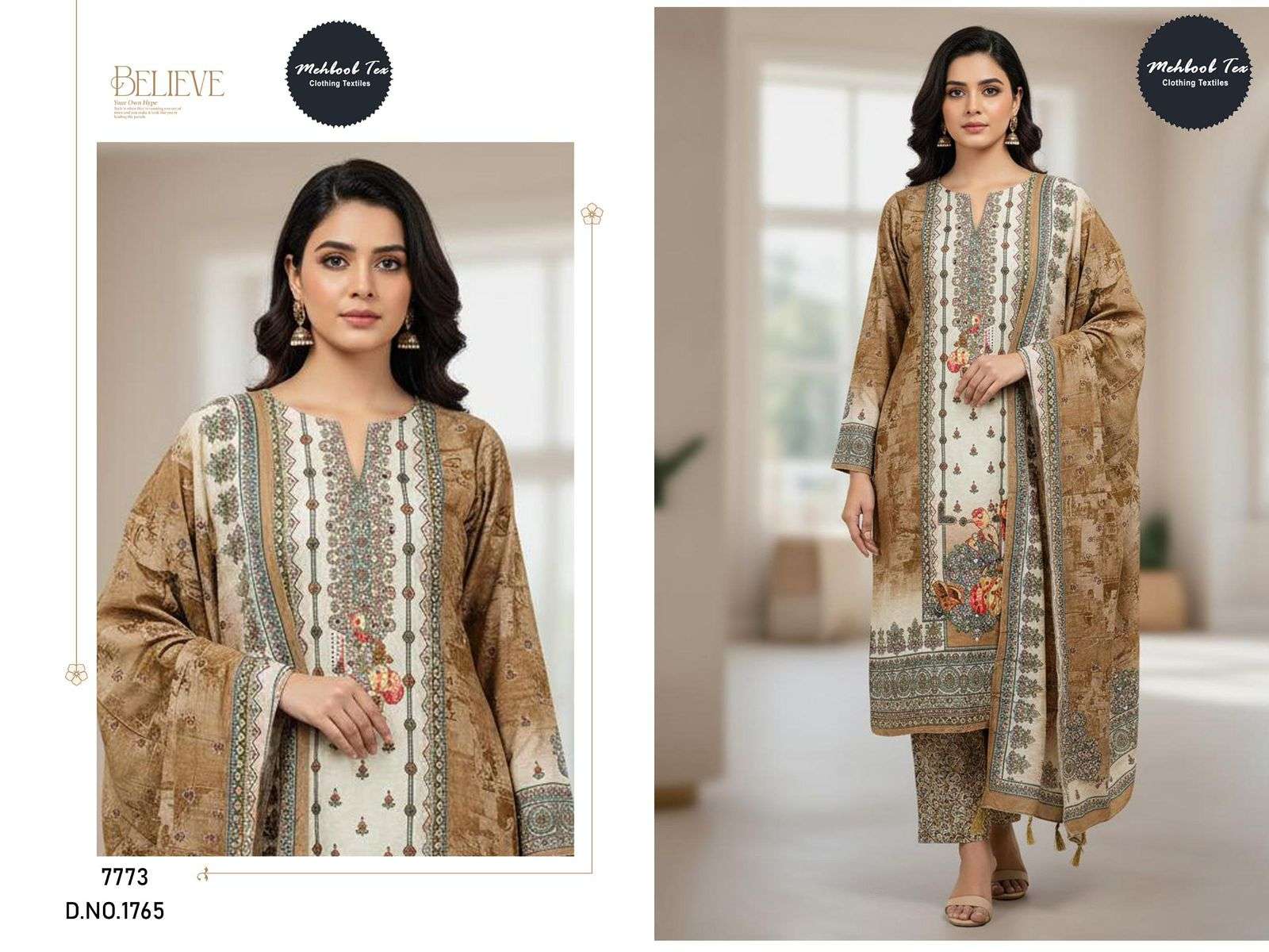 MEHBOOB TEX 1765 PURE VISCOSE MUSLIN PRINTED PAKISTANI DRESS-00071