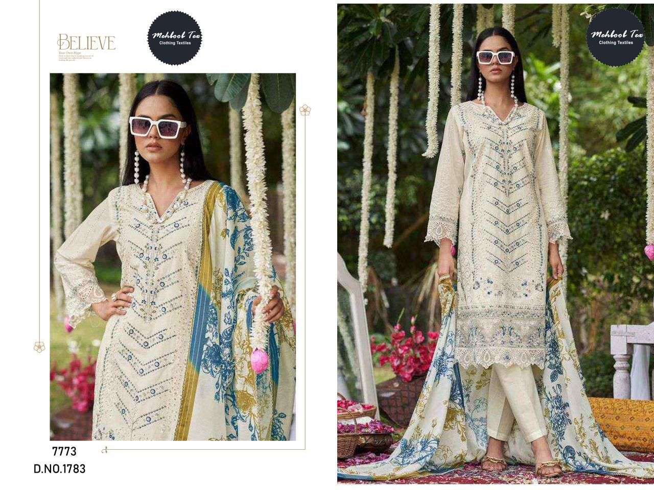 MEHBOOB TEX 1783 TO 1784 SERIES PURE COTTON PRINTED EMBROIDERY PAKISTANI  DRESSES-00062