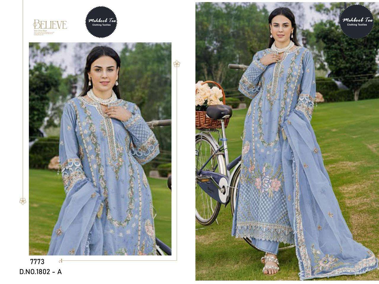 MEHBOOB TEX 1802 A TO B SERIES PURE COTTON EMBROIDERY PAKISTANI DRESSES-00071