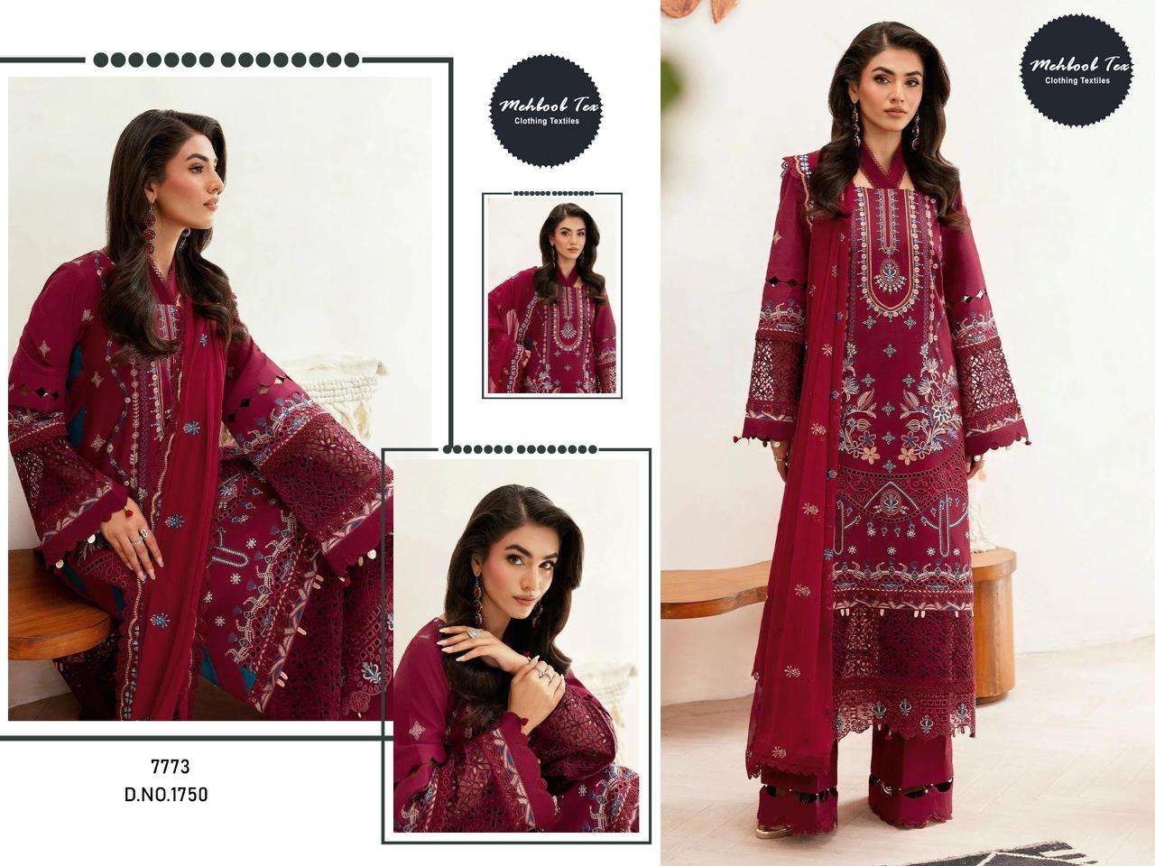 MEHBOOB TEX OMBRE PREMIUM VOL-2 1750 AND 1751 PURE COTTON EMBROIDERY PAKISTANI DRESSES-00071