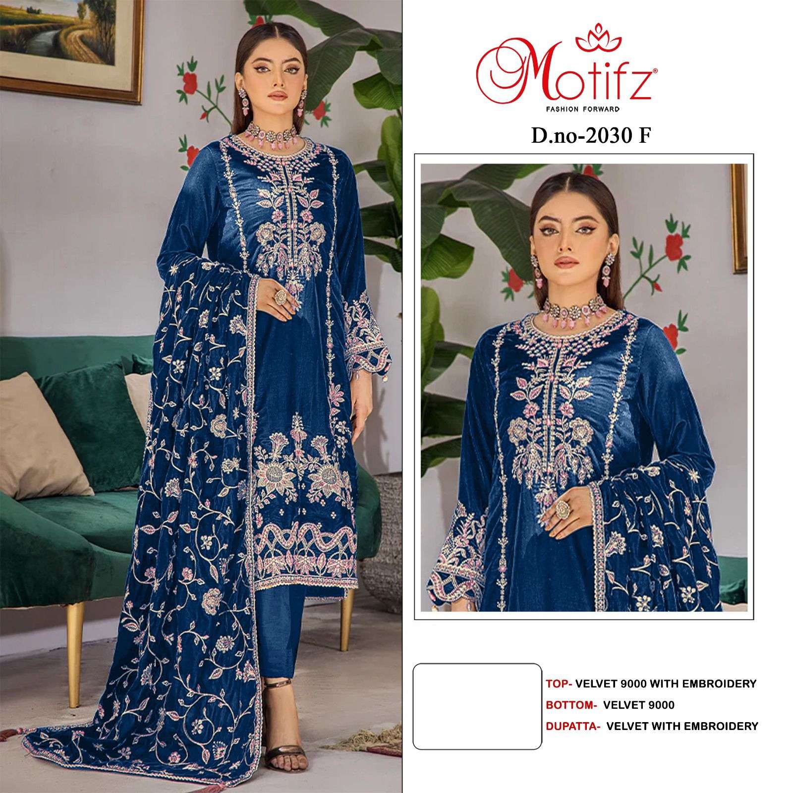 MOTIFZ 2030 PURE VELVEL EMBROIDERY PAKISTANI DRESSES-00201