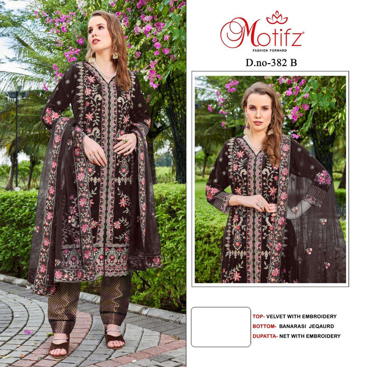 MOTIFZ 382 PURE VELVET EMBROIDERY PAKISTANI DRESSES-00201