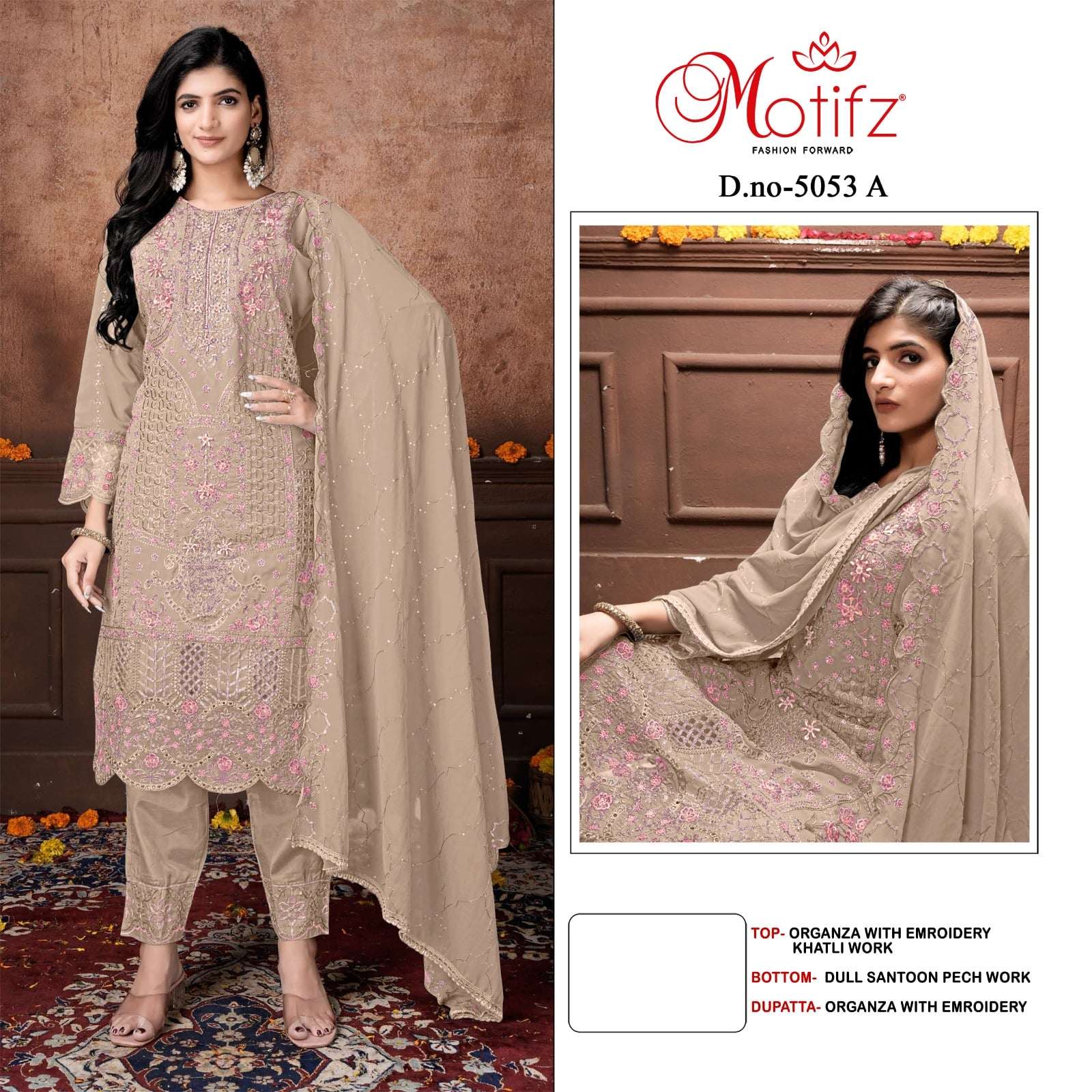 MOTIFZ 5053  SERIES PURE ORGANZA EMBROIDERY PAKISTANI DRESSES-00201