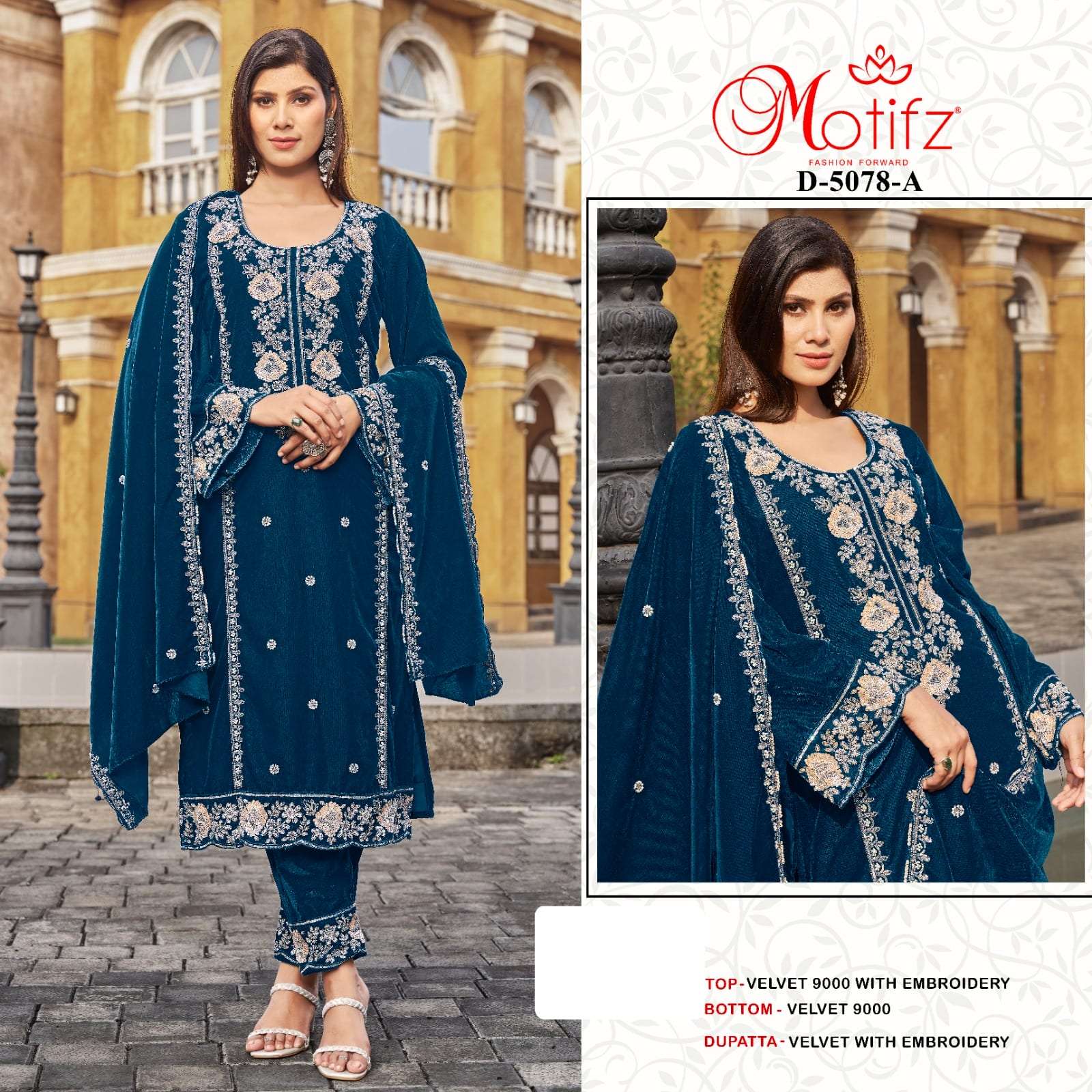 MOTIFZ 5078 SERIES PURE VELVET EMBROIDERY DRESSES-00201