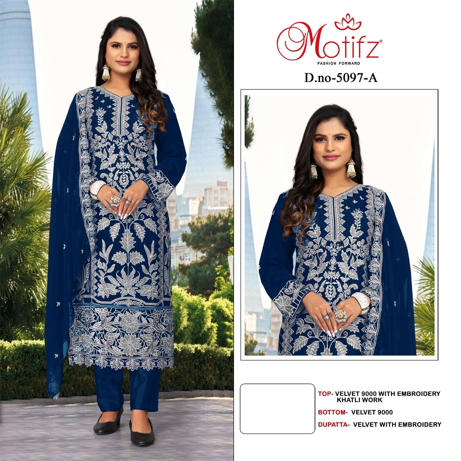 MOTIFZ 5097 PURE VELVET EMBROIDERY PAKISTANI DRESSES-00201