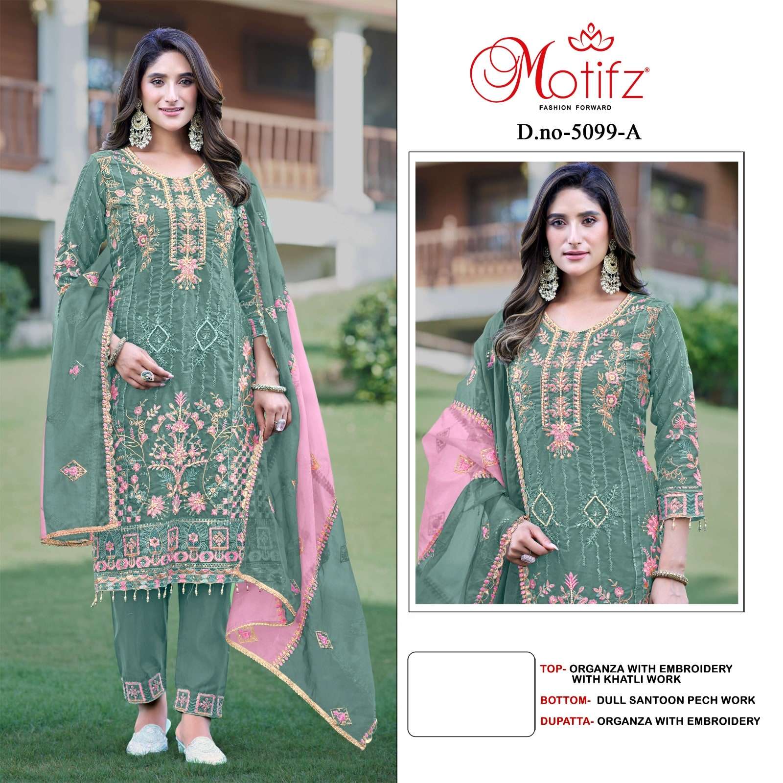 MOTIFZ 5099 A TO D SERIES PURE ORGANZA EMBROIDERY PAKISTANI DRESSES-00201