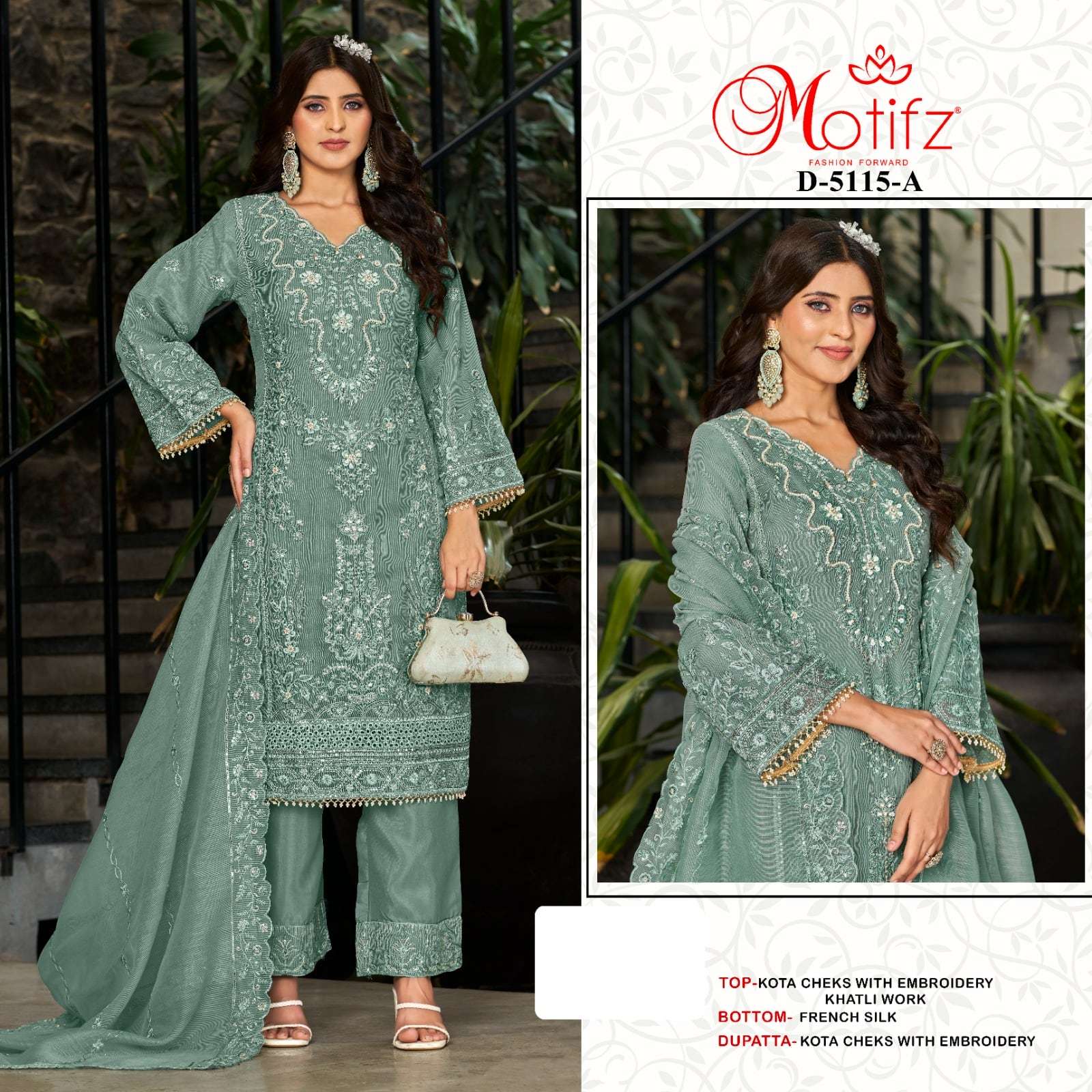 MOTIFZ 5115 SERIES PURE KOTA CHEKS EMBROIDERY DRESSES-00201