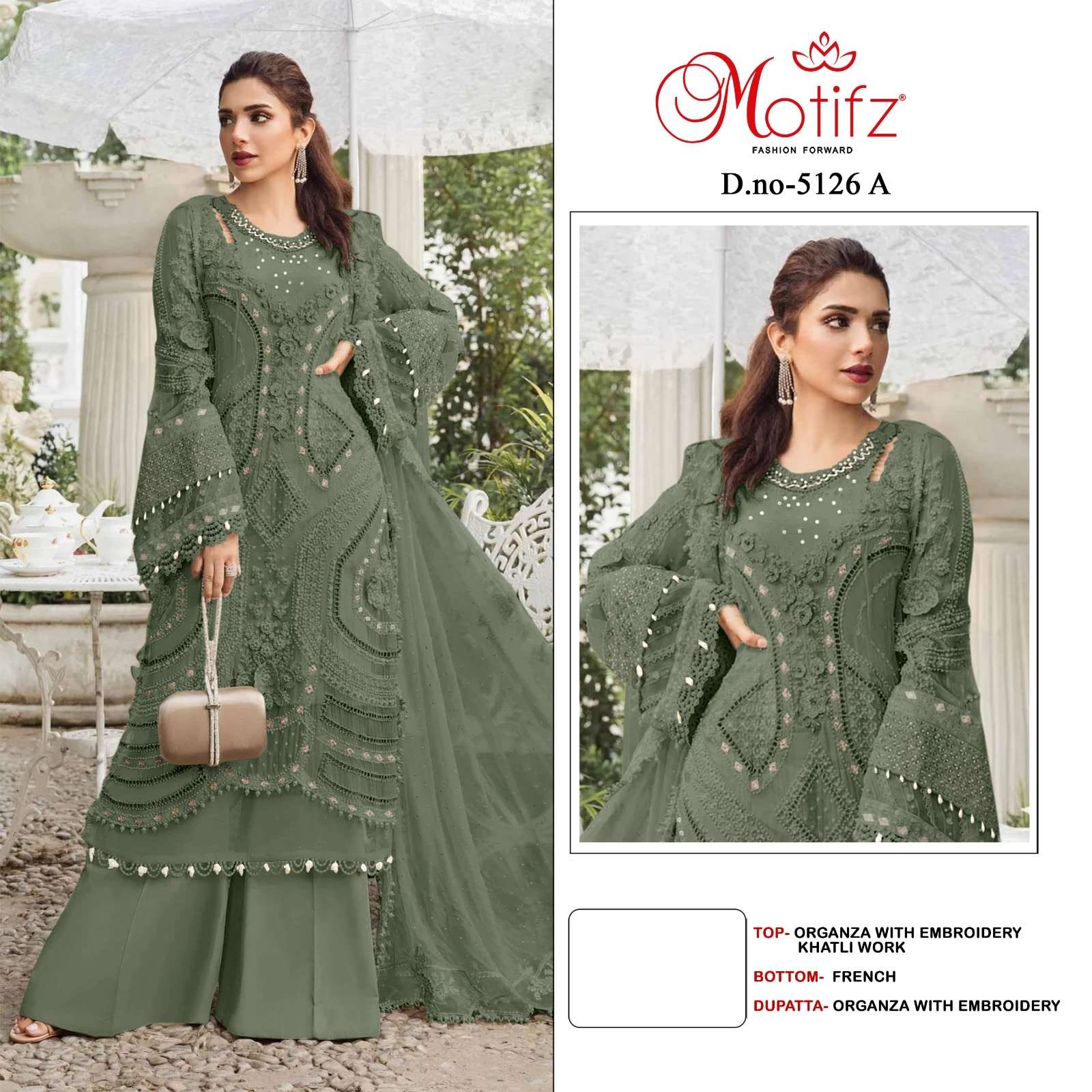 MOTIFZ 5126 A TO D SERIES PURE ORGANZA EMBROIDERY PAKISTANI DRESSES-00201