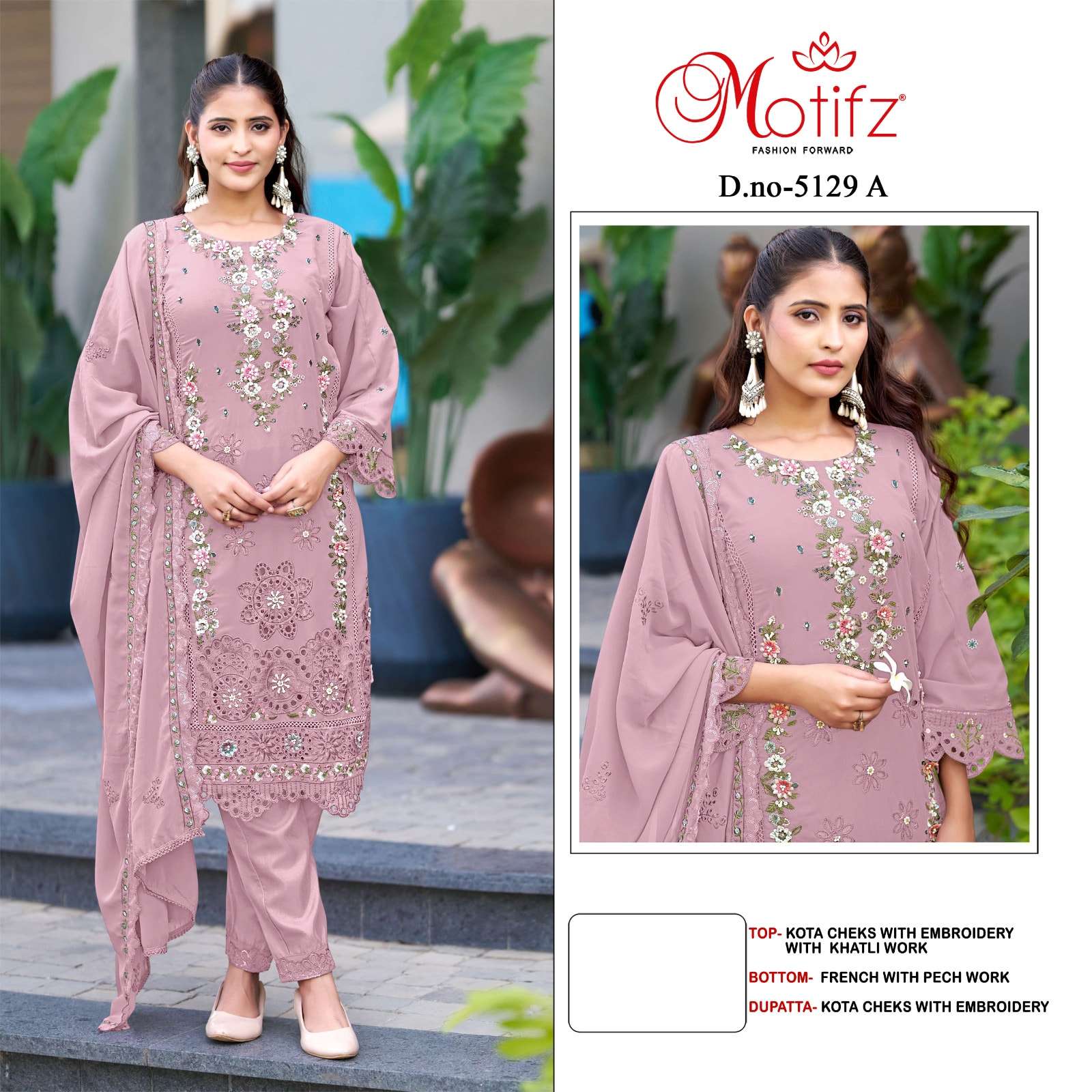 MOTIFZ 5129 PURE KOTA CHEKS EMBROIDERY PAKISTANI DRESSES-00201