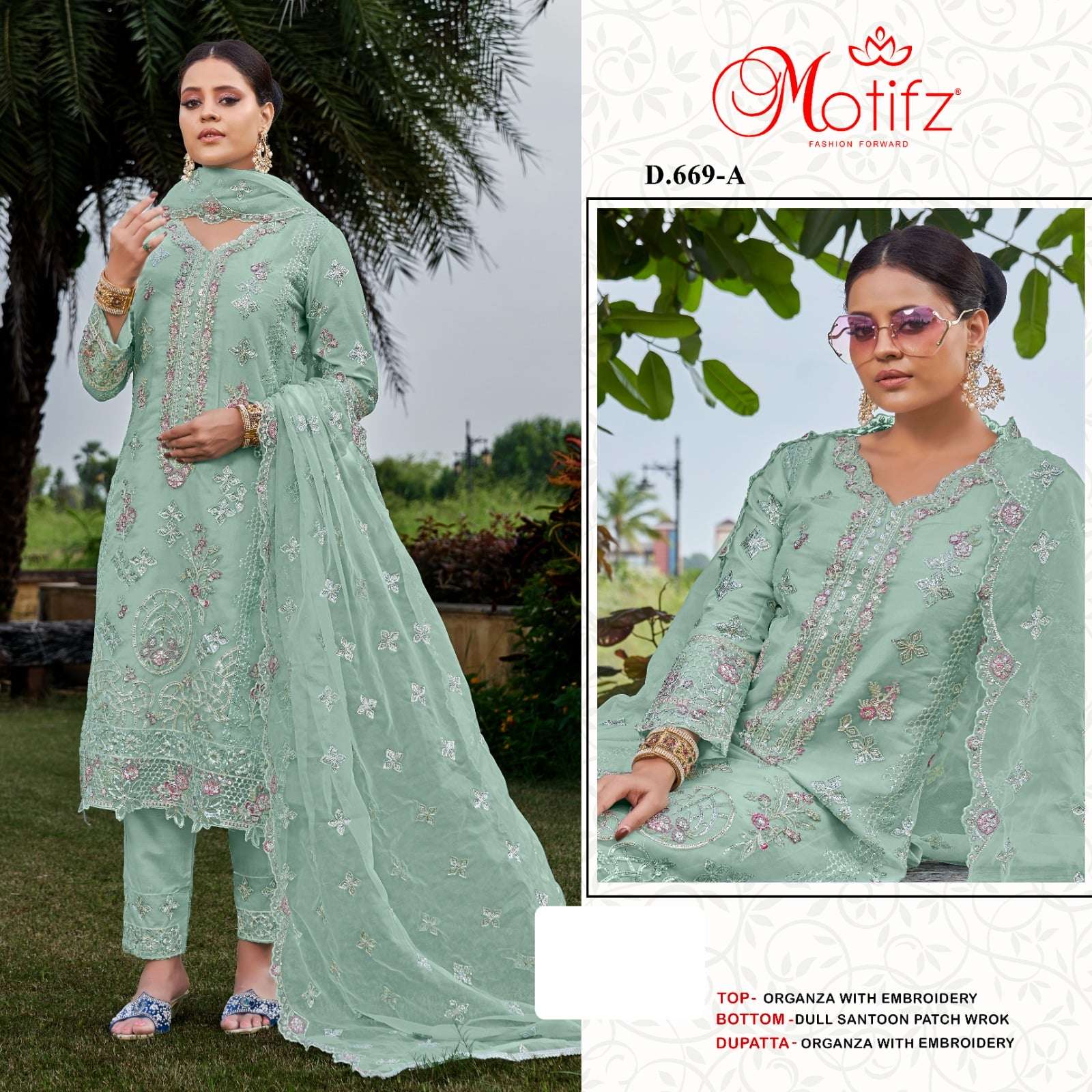MOTIFZ 669 PURE ORGANZA EMBROIDERY PAKISTANI DRESSES-00201