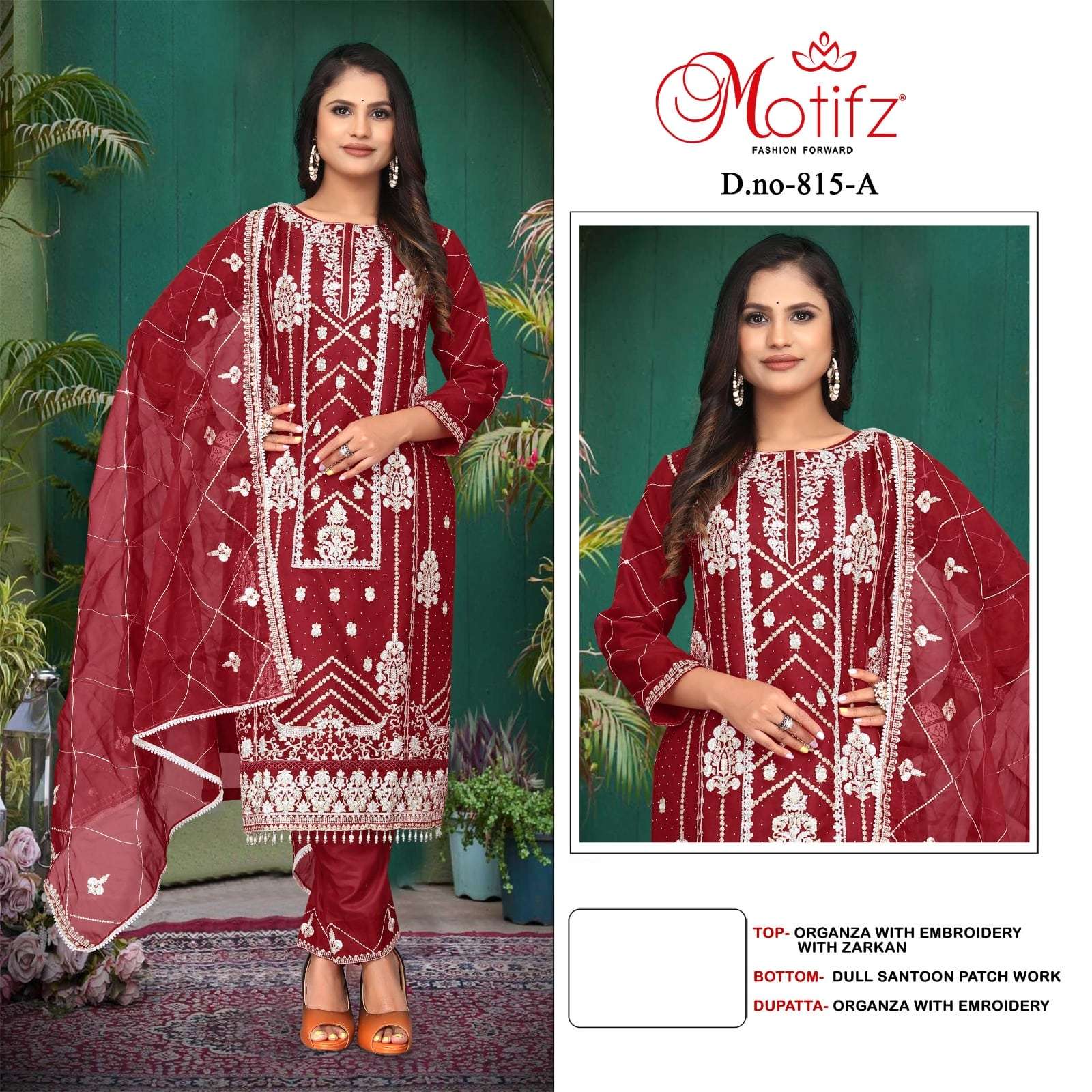 MOTIFZ 815 PURE ORGANZA EMBROIDERY PAKISTANI DRESSES-00201