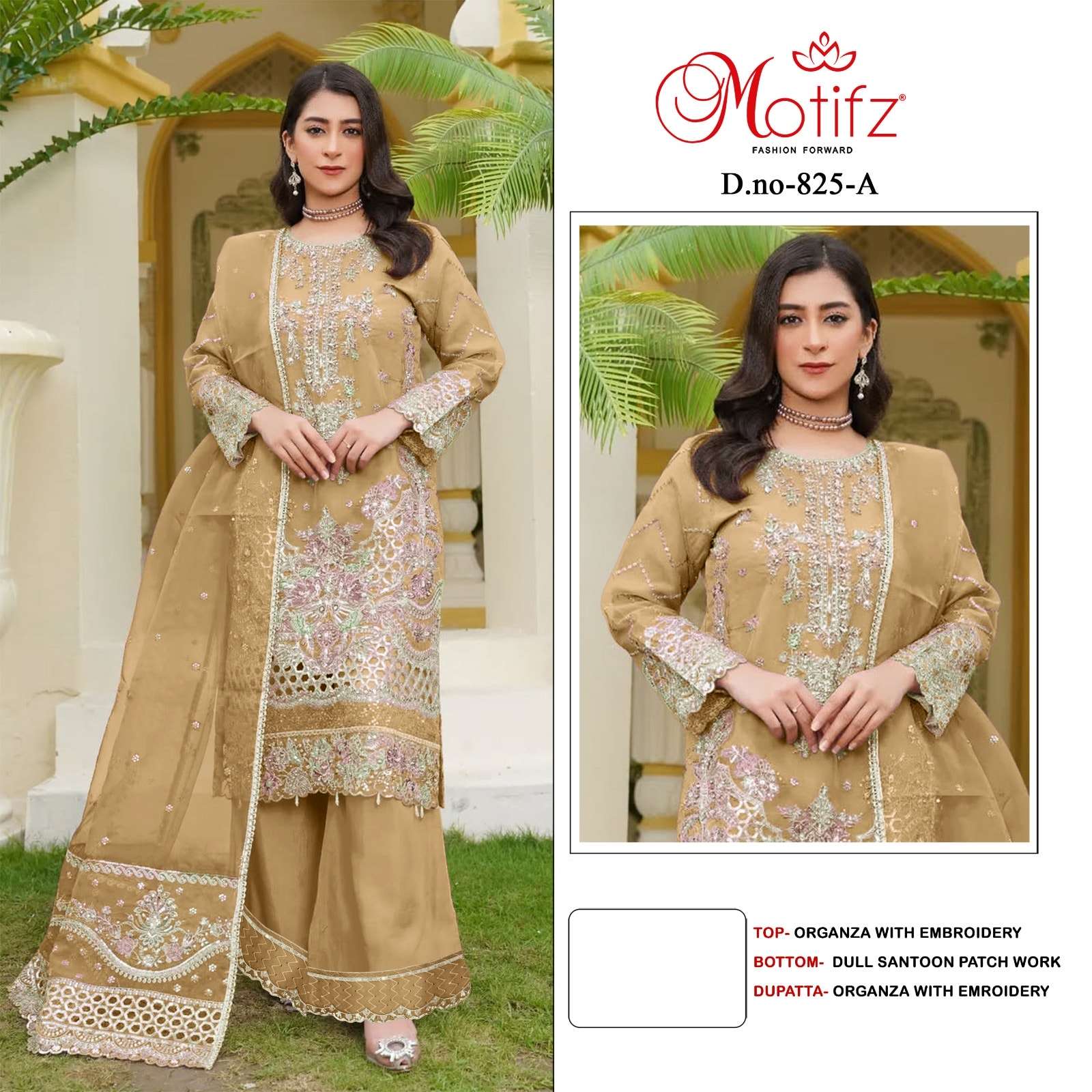 MOTIFZ 825 PURE ORGANZA EMBROIDERY PAKISTANI DRESSES-00201