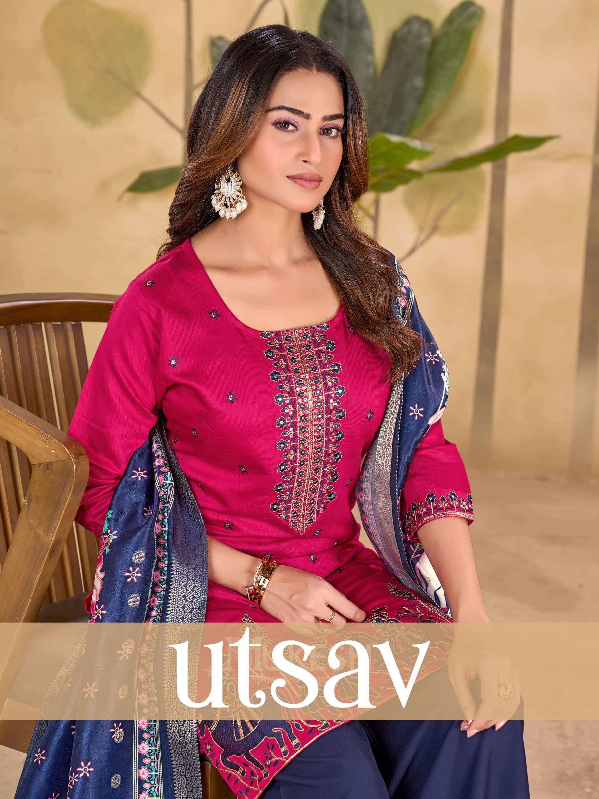 MUKESH UTSAV 1001 TO 1008 SERIES PURE GADHWAL SILK EMBROIDERY DRESSES-00097