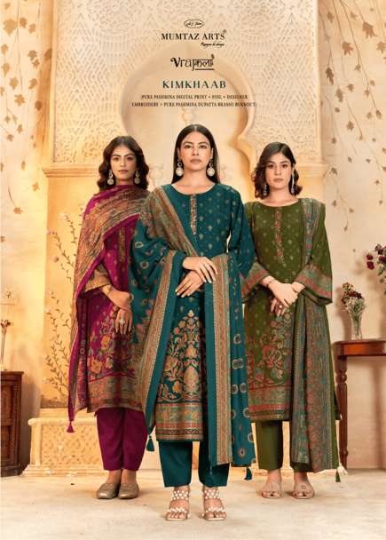MUMTAZ ARTS KIMKHAAB 1001 TO 1004 SERIES PURE VISCOSE PASHMINA EMBROIDERY PAKISTANI DRESSES-00011