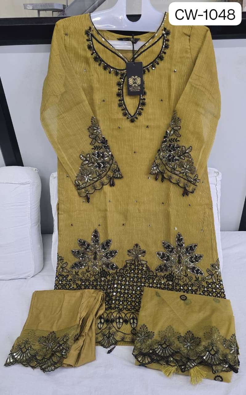 MUSHK CW-1048 PURE CHECKS EMBROIDERY PAKISTANI DRESSES-00011