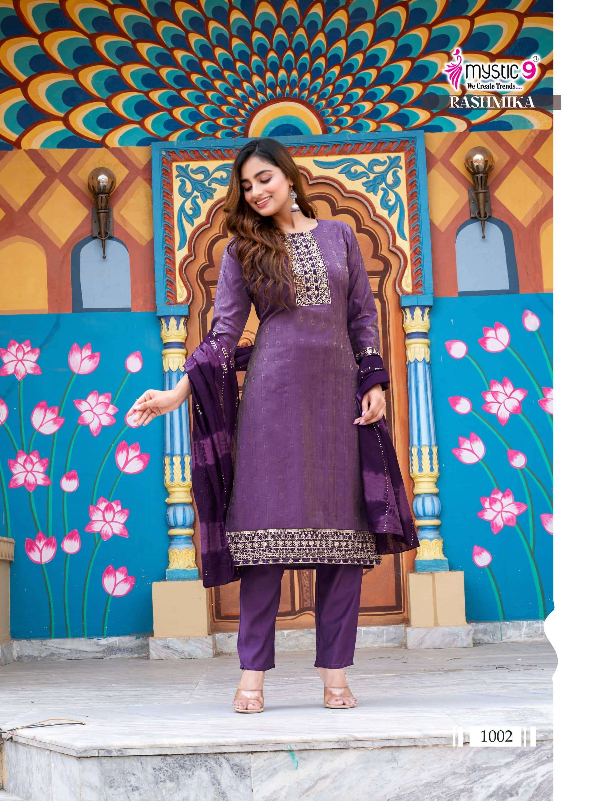 MYSTIC9 RASHMIKA VOL-1 PURE VETICAN EMBROIDERY DRESSES-00140