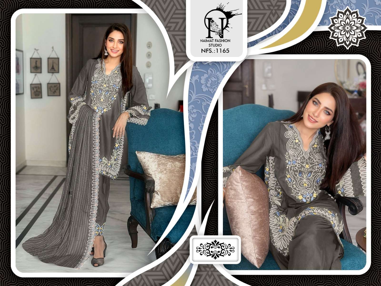 NAIMAT FASHION NFS-1165 PURE DENTING EMBROIDERY PAKISTANI DRESSES-00088