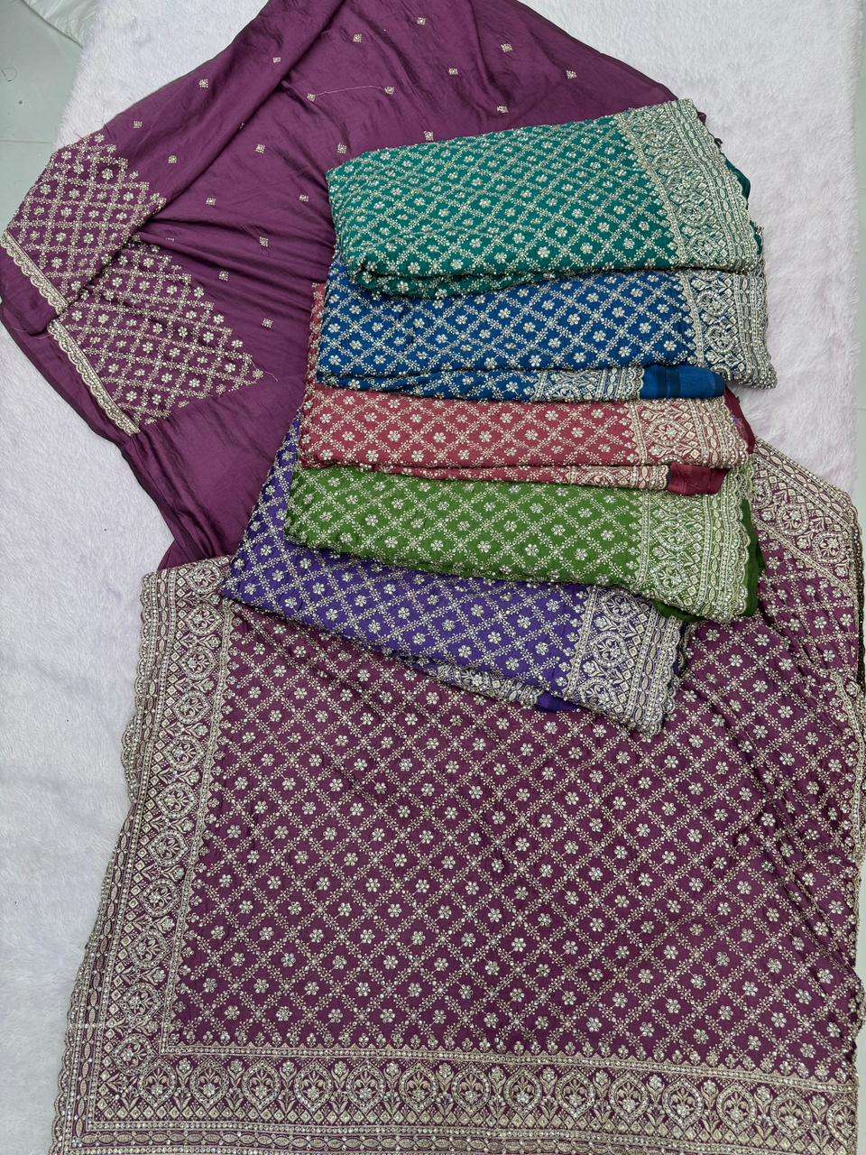 NEHA SAREE BY ASLIWHOLESALE DESIGNER  PURE VICHITRA SILK EMBROIDERY SAREES-00103