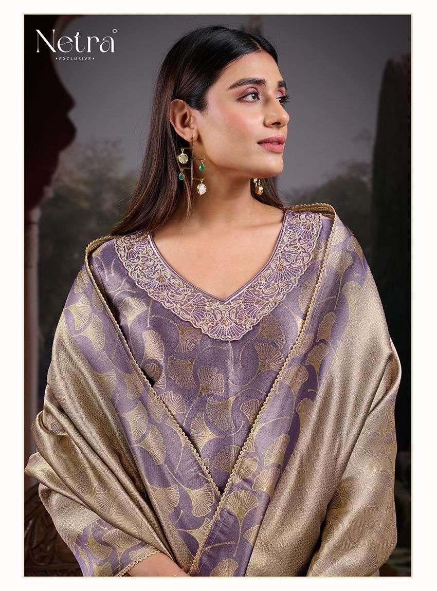 NETRA EXCLUSIVE FARA 1145 A TO F SERIES PURE SILK JACQUARD EMBROIDERY DRESSES-00402