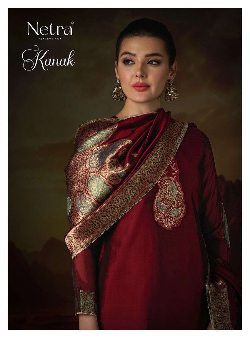 NETRA EXCLUSIVE KANAK PURE VISCOSE EMRBOIDERY DRESSES-00402