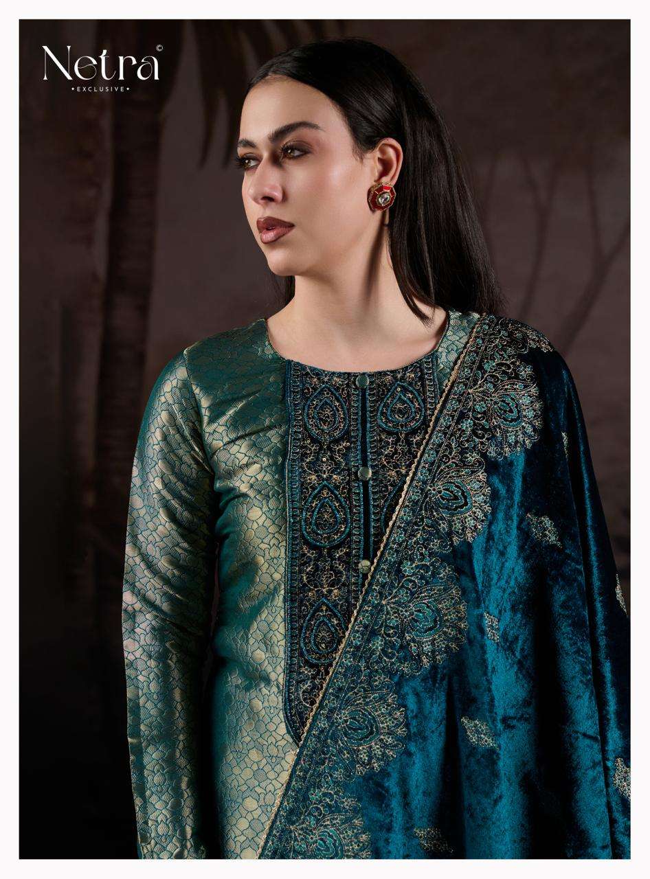 NETRA EXCLUSIVE KRIVA PURE JACQUARD EMBROIDARY DRESSES-00402