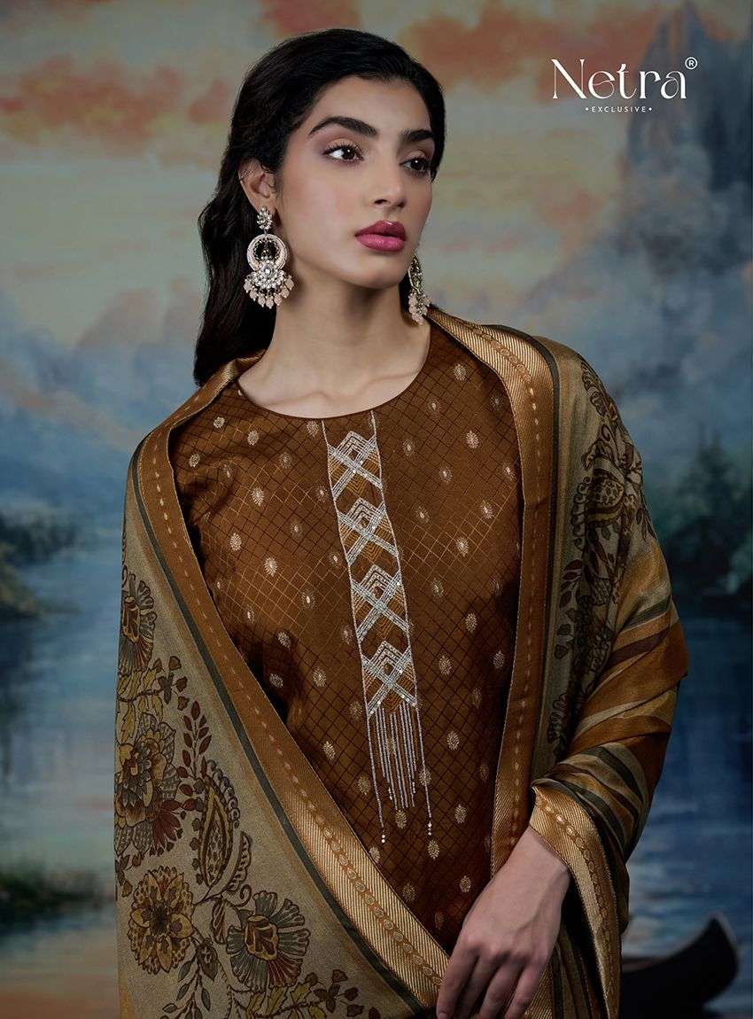 NETRA EXCLUSIVE SVETLANA PURE  JACQUARD EMBROIDERY DRESSES-00402