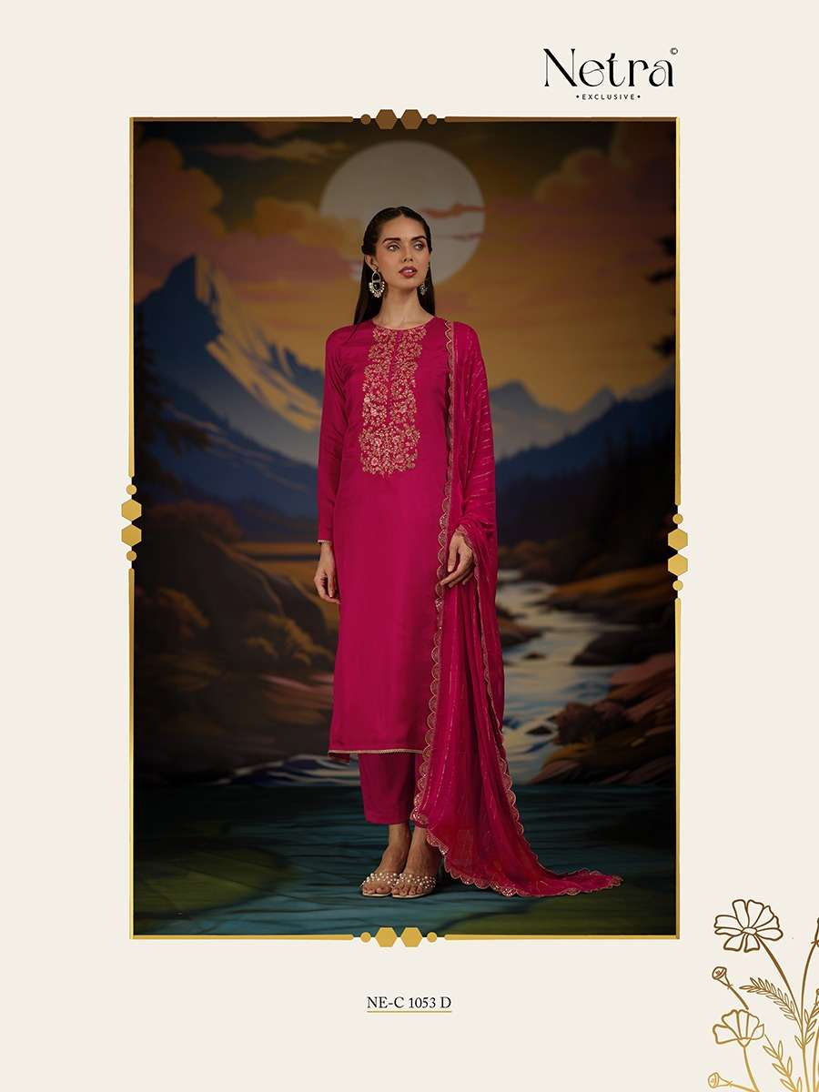 NETRA KETKI 1053-A TO 1053-G SERIES PURE SILK EMBROIDERY PAKISTANI DRESSES-00402