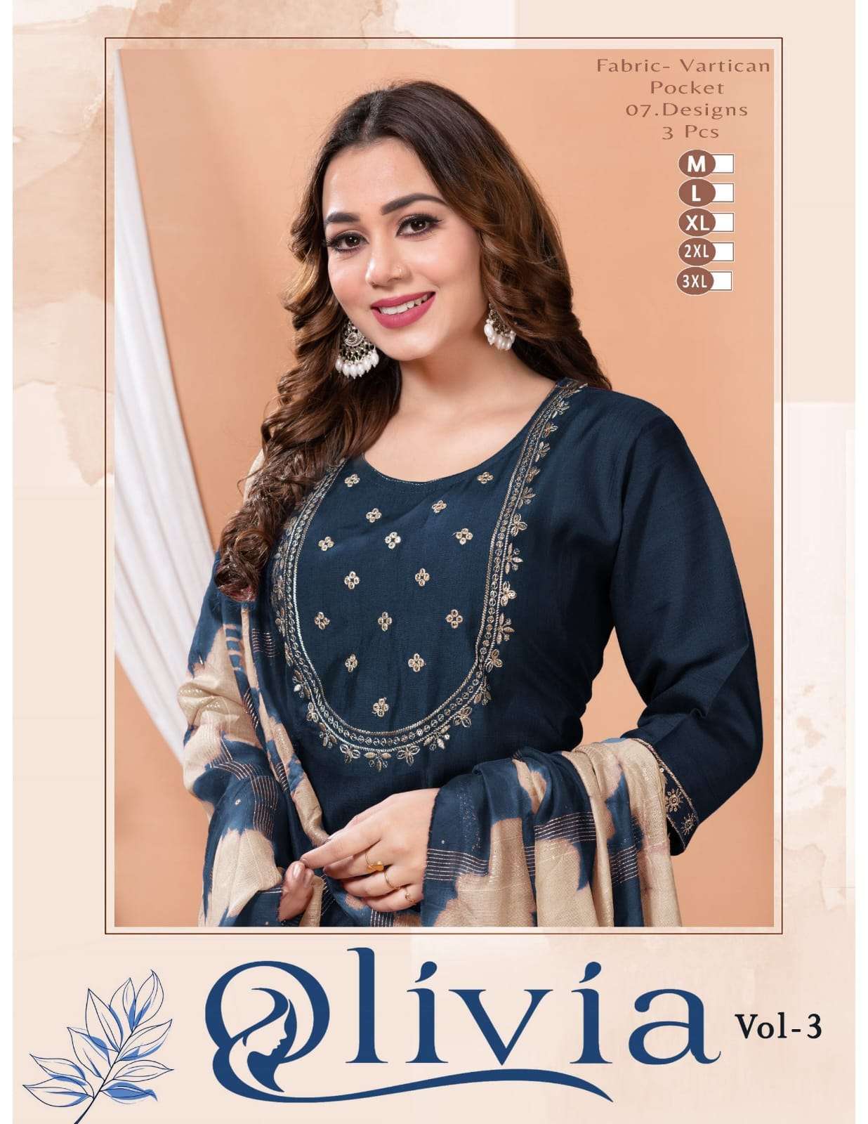 OLIVIA VOL-03 BY ASLIWHOLESALE DESIGNER PURE VERTICAN EMBROIDERY DRESSES-00093