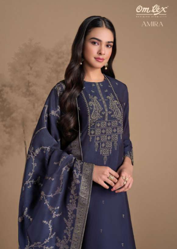 OMTEX AMIRA 9041 A TO D SERIES PURE SILK EMBROIDERY DRESSES-00402