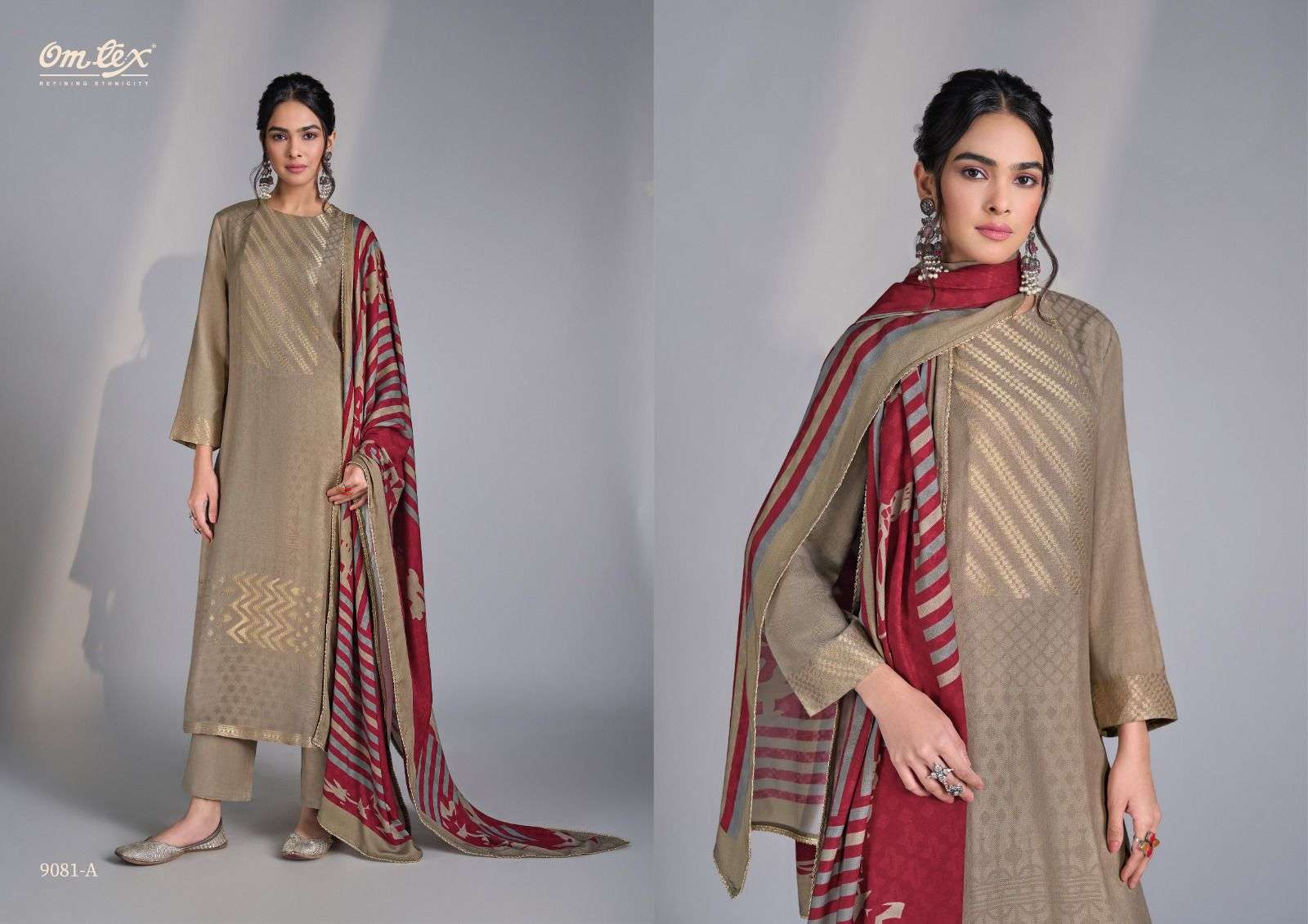 OMTEX NILAR  9081 A TO D SERIES   PURE PASHMINA EMBROIDERY DRESESS-00402
