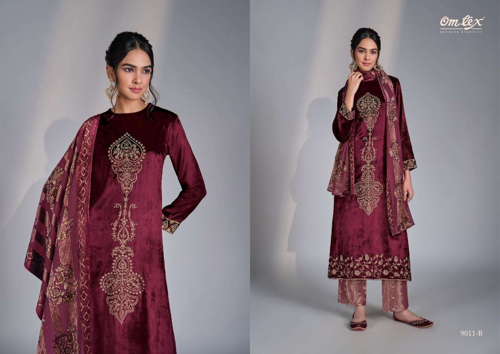 OMTEX RITHA VOL-36 PURE VELVET EMBROIDERY DRESSES-00402