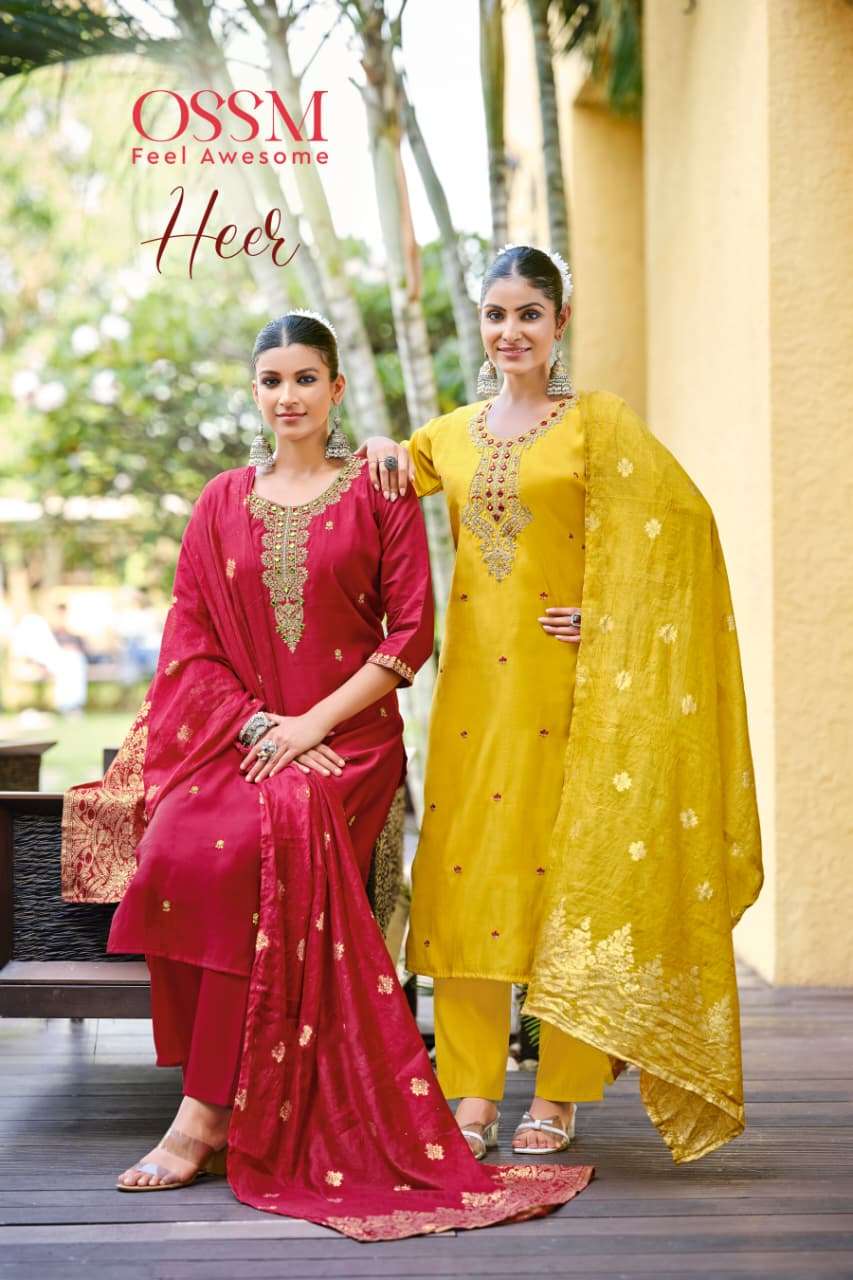 OSSM HEER 1001 TO 1006 SEIRES PURE ROMAN SILK EMBROIDERY DRESSES-00014