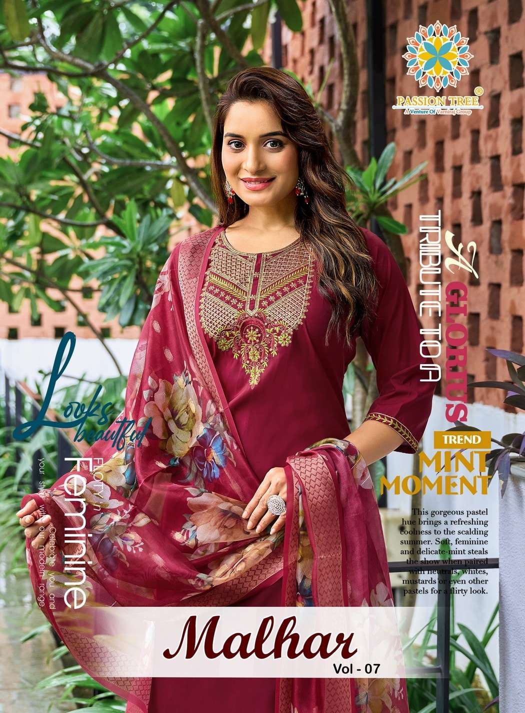 PASSION TREE MALHAR VOL-07 7001 TO 7008 SERIES PURE ROMAN SILK EMBROIDERY DRESSES-00140