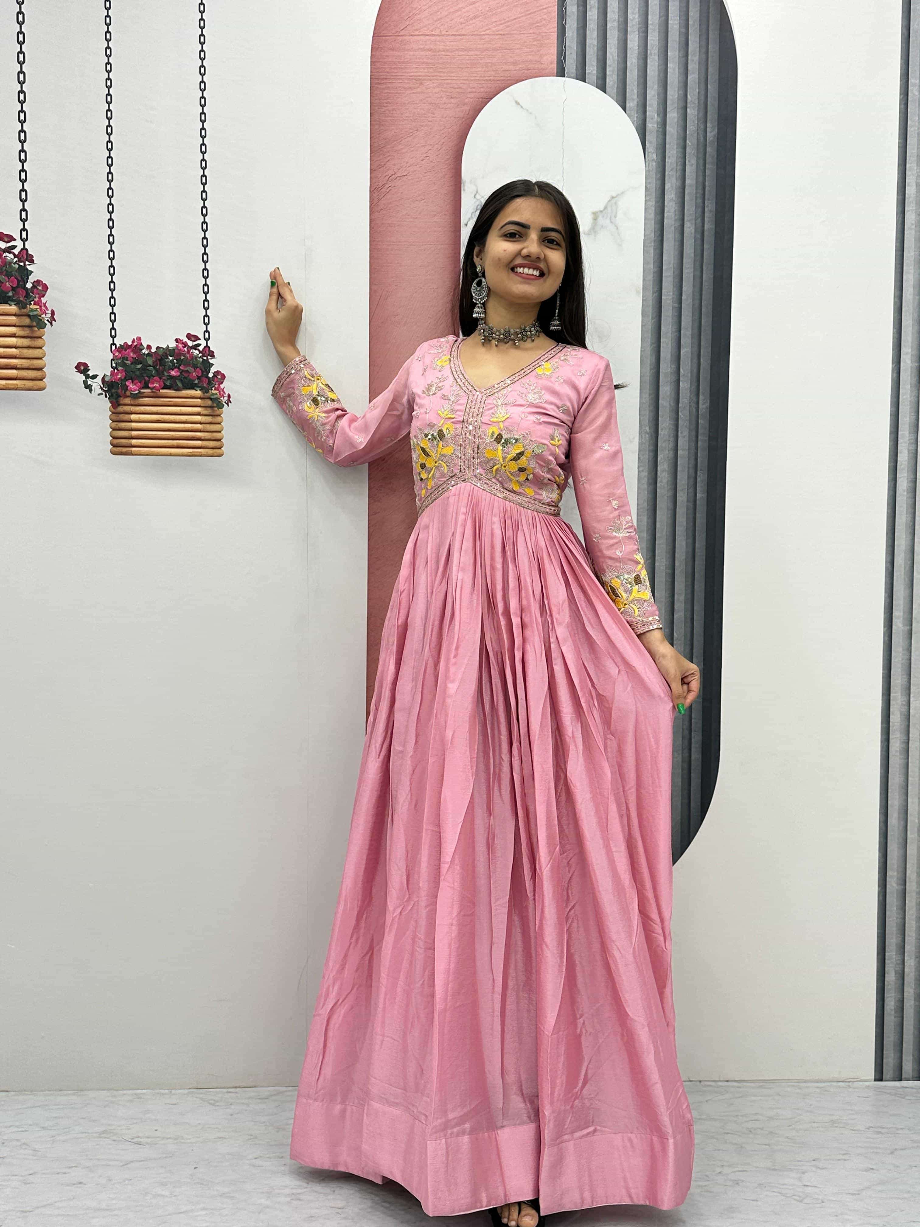 PC-542 BY ASLIWHOLESALE DESIGNER PURE CHINON GOWN-00045