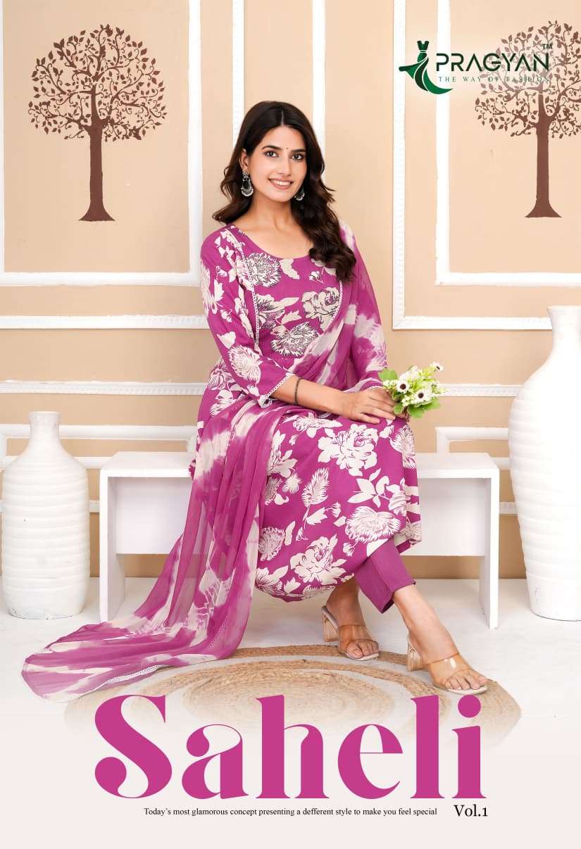 PRAGYAN SAHELI VOL-01 1001 TO 1006 SERIES PURE RAYON PRINTED DRESSES-00140