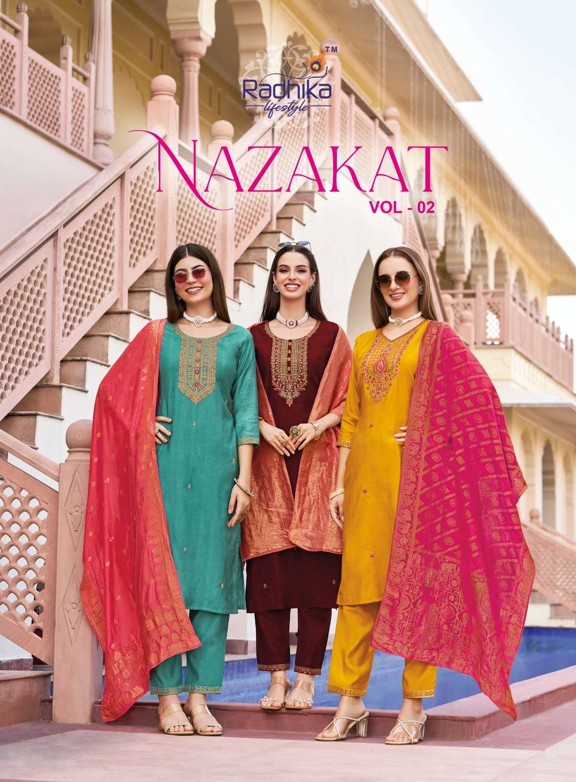 RADHIKA LIFESTYLE NAZAKAT VOL-02 2001 TO 2006 SERIES PURE SILK EMBROIDERY DRESSES-00014