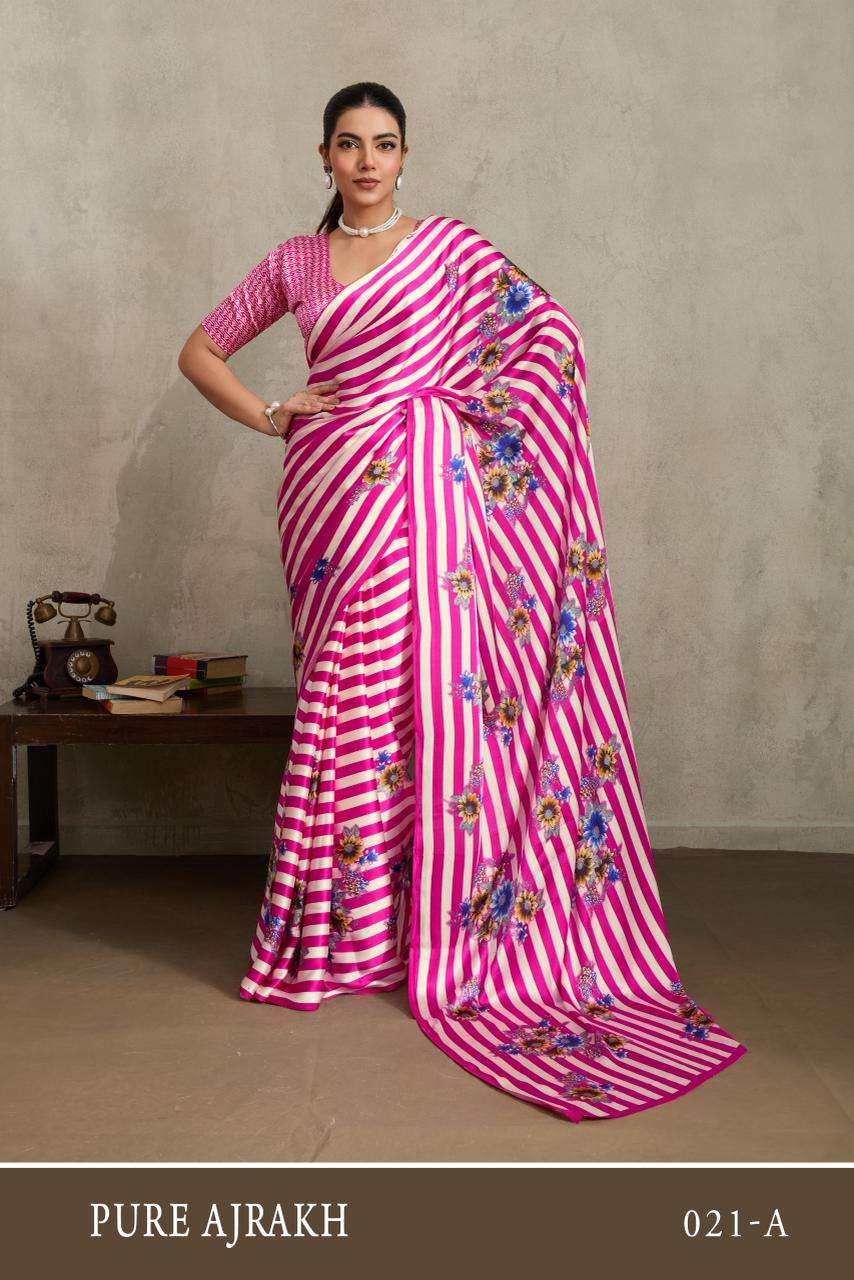 RAJTEX PURE AJRAKH VOL-21 A TO F SERIES PURE SATIN PRINTED SAREES-00137
