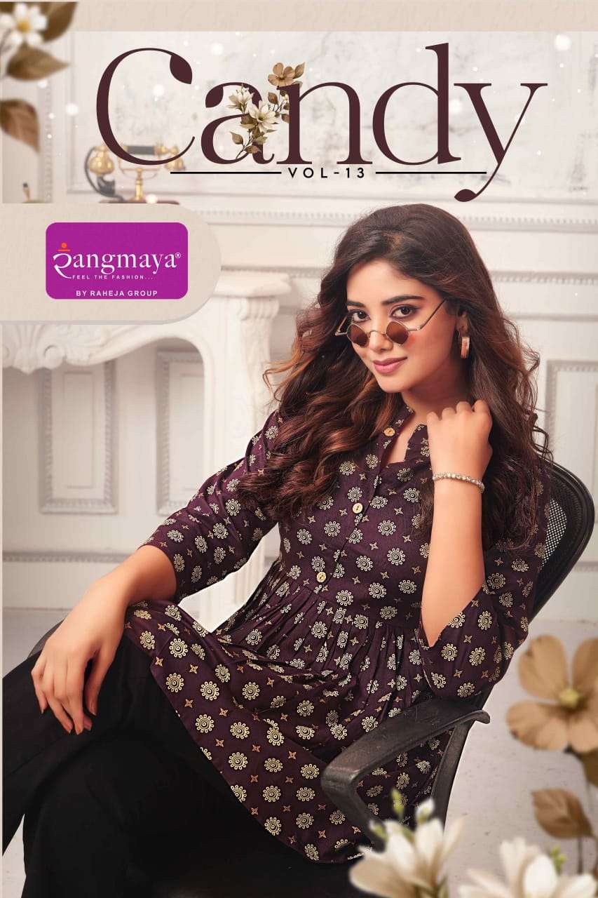 RANGMAYA CANDY VOL-13 01 TO 08 SERIES PURE COTTON PRINTED TUNICS-00014