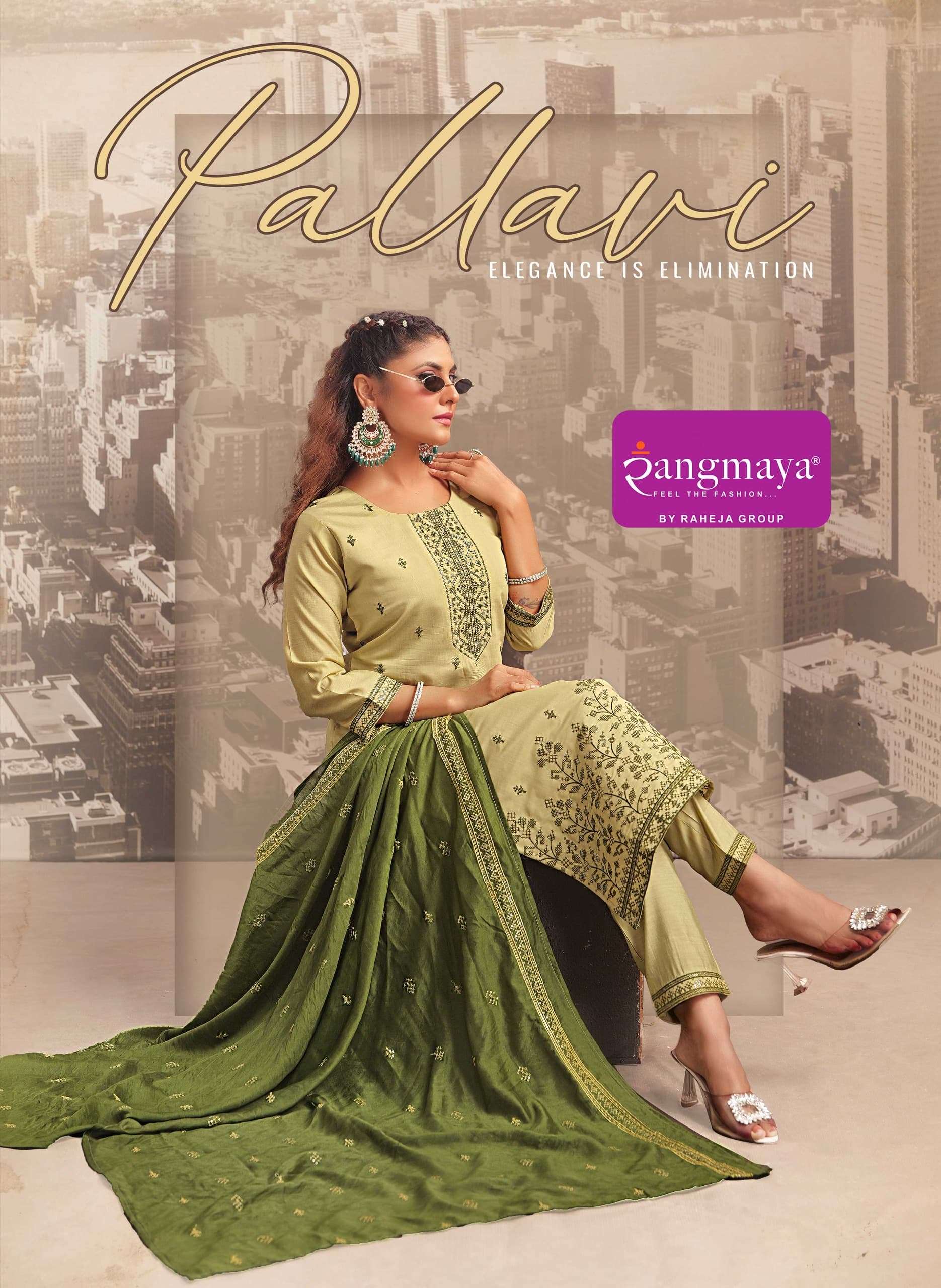 RANGMAYA PALLAVI 101 TO 108 SERIES PURE ROMAN EMBROIDERY DRESSES-00140