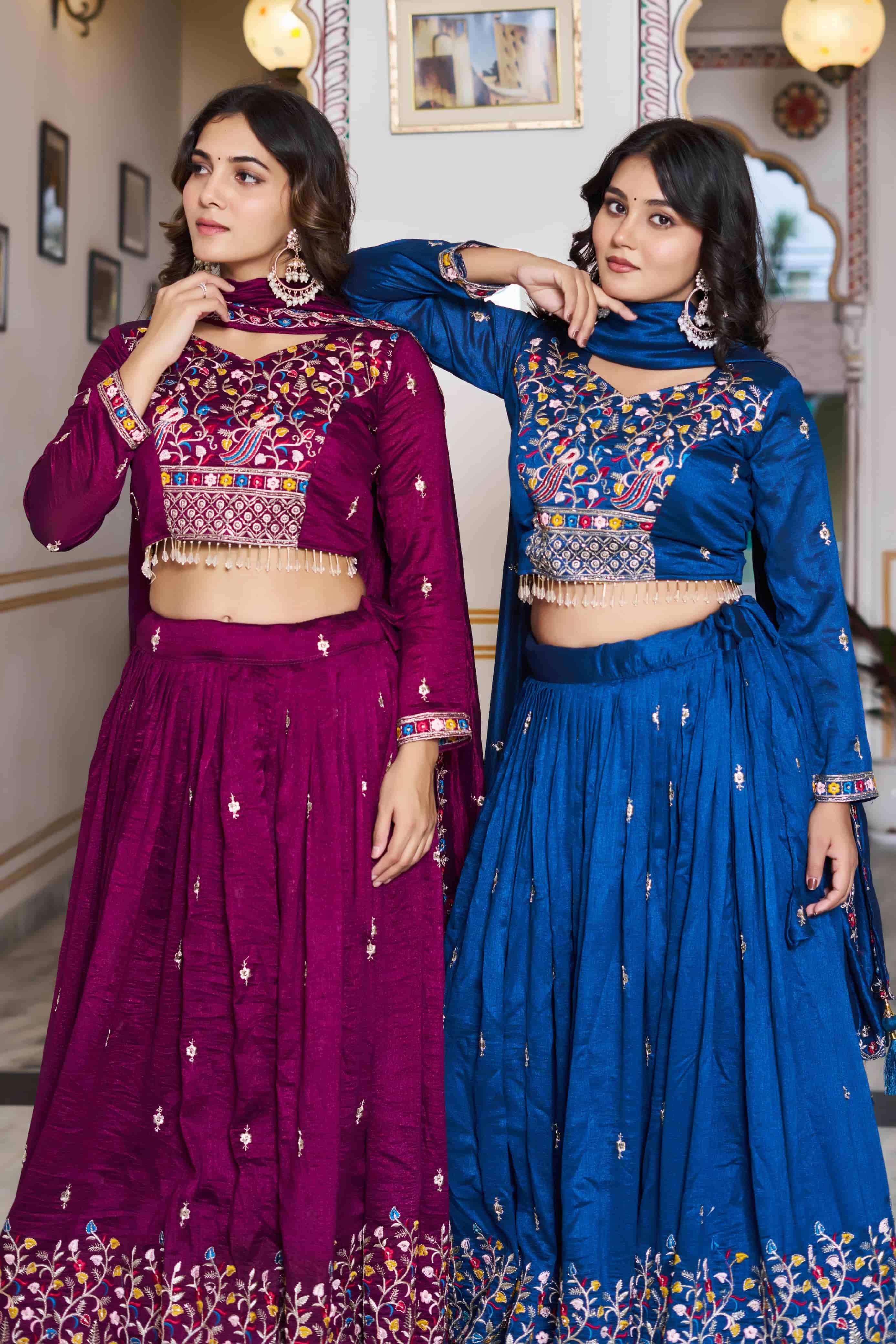 RM-147 BY ASLIWHOLESALE DESIGNER PURE VICHITRA SILK EMBROIDERY LEHENGAS-00236