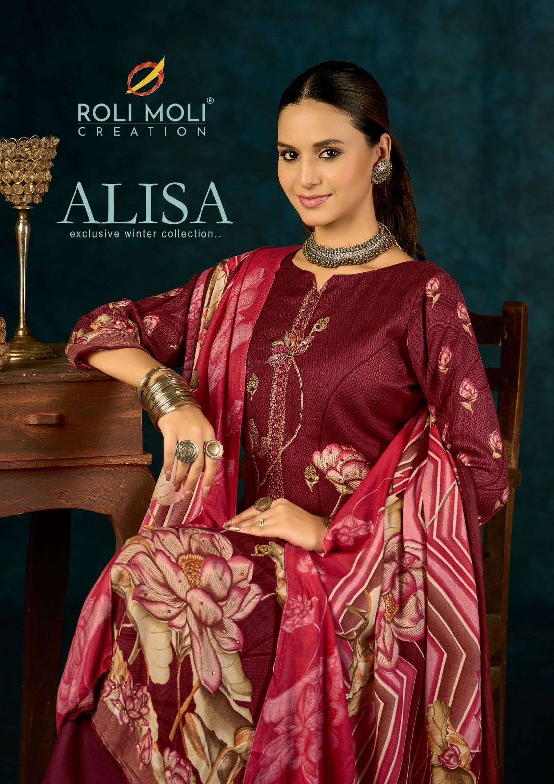 ROLI MOLI ALISHA 1001 TO 1008 SERIES PURE VISCOSE PASHMINA PAKISTANI DRESSES-00062