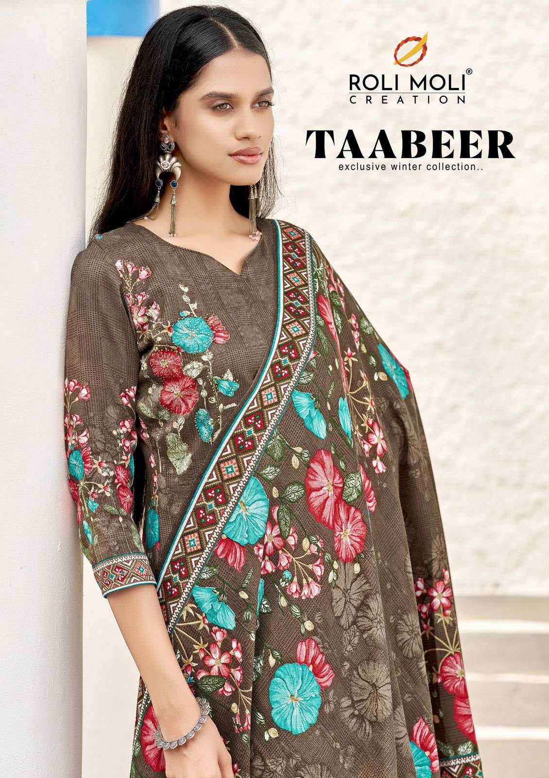 ROLI MOLI TAABEER 1001 TO 1008 SERIES PURE PASHMINA PRINTED DRESSES-00062
