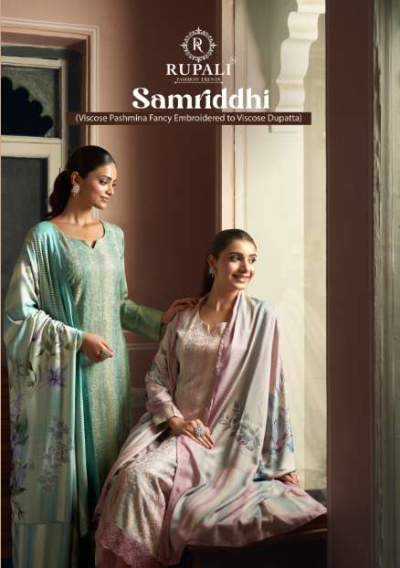 RUPALI SAMRIDDHI 3001 TO 3004 SERIES PURE PASHMINA EMBROIDERY PAKISTANI DRESSES-00402